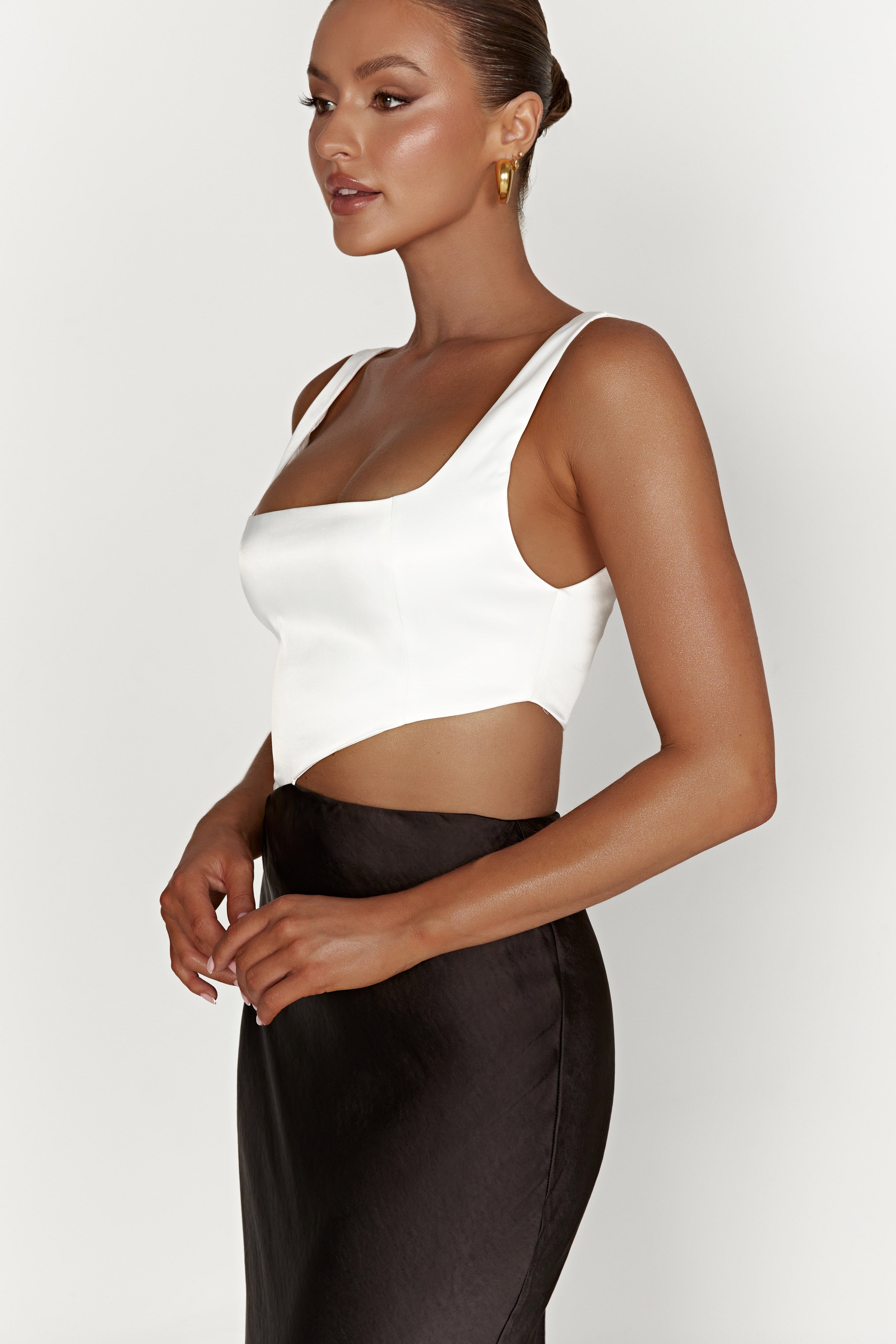 Gianna Two Tone Slashed Maxi Dress - Black