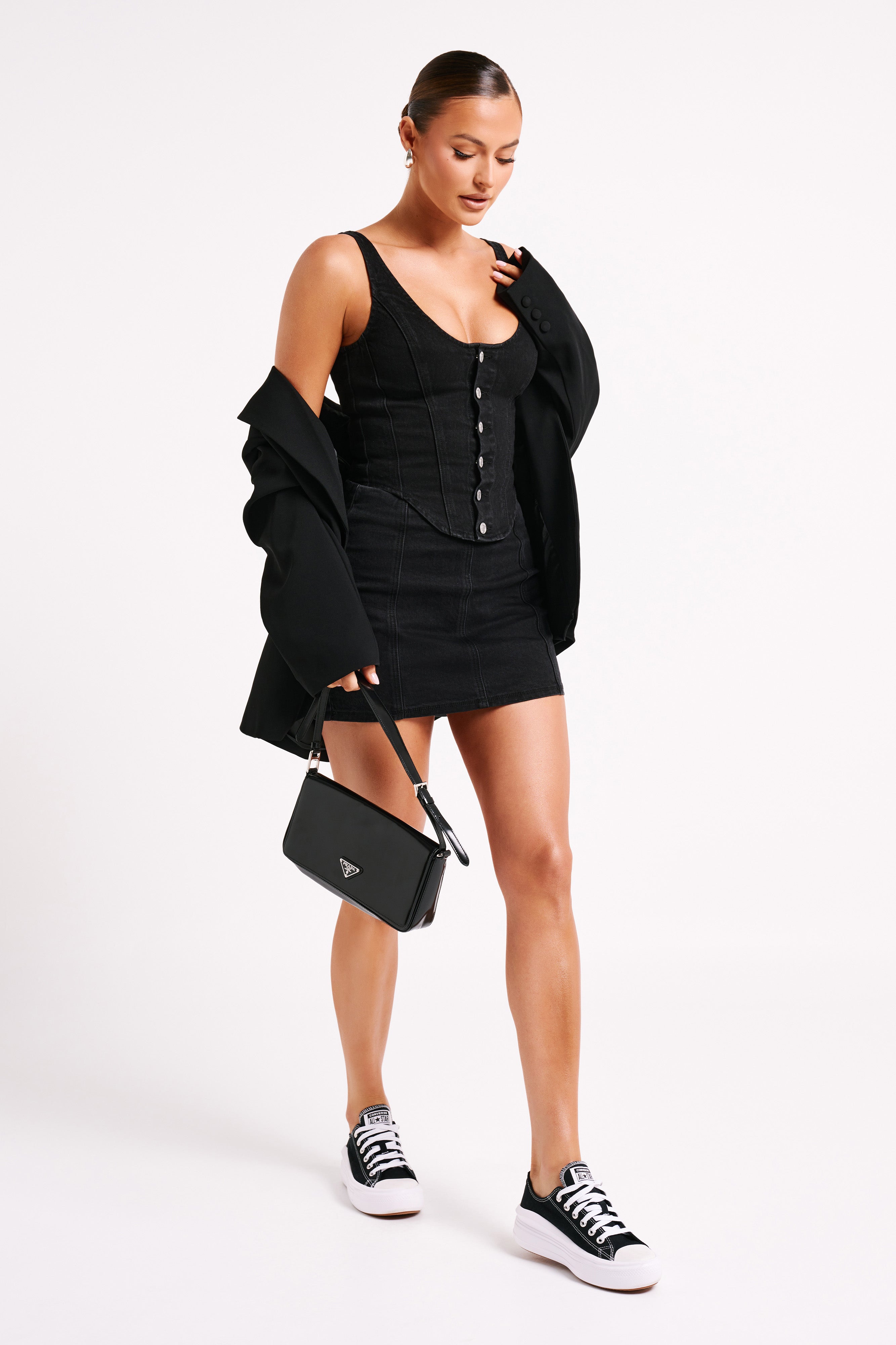 Hollis Denim Mini Skirt - Washed Black