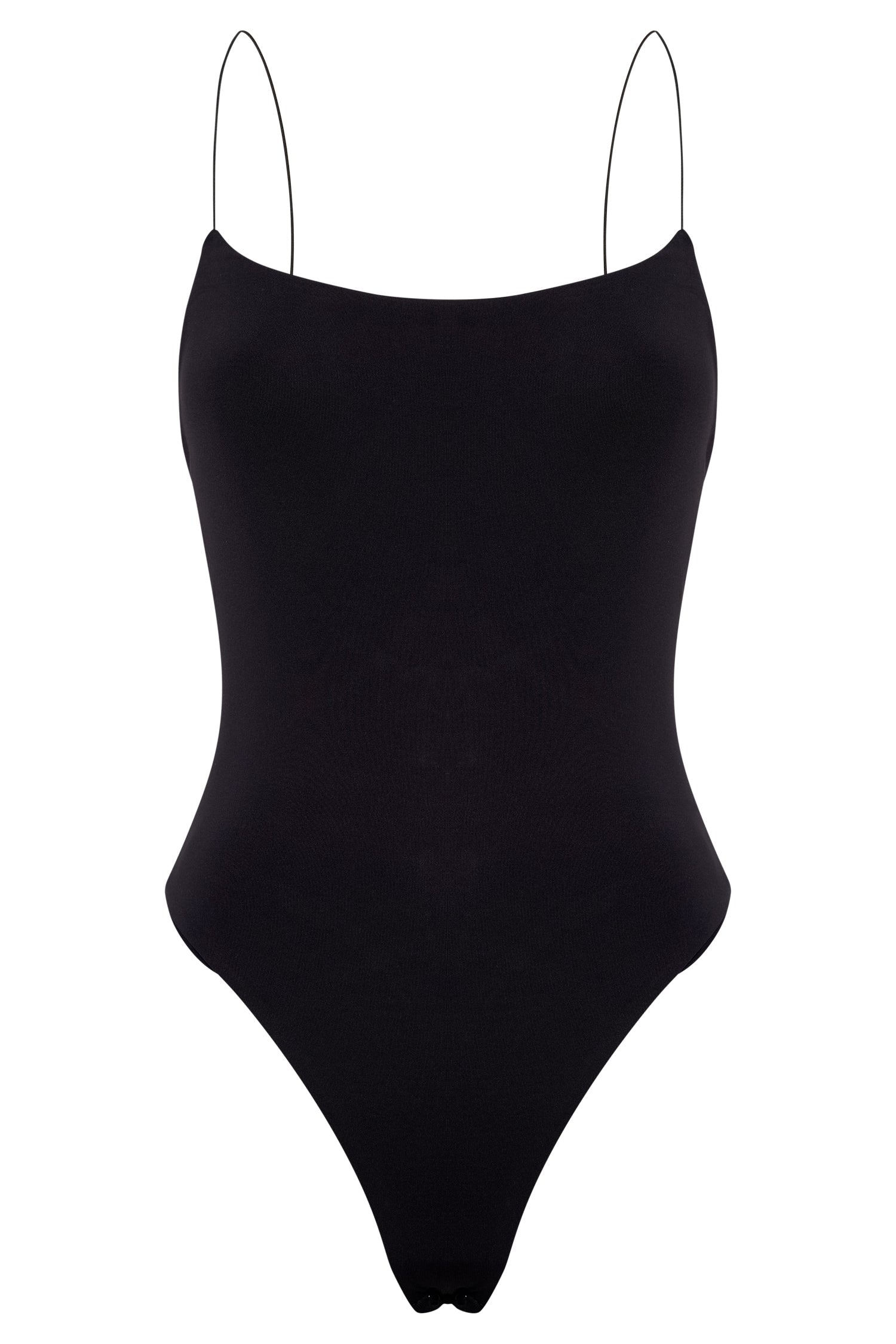 Valeria Low Back Thin Strap Bodysuit - Black