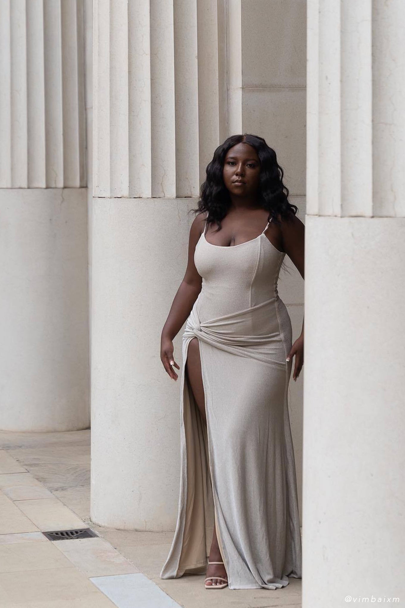 Celene Shimmer Corset Maxi Dress With Twist - Champagne