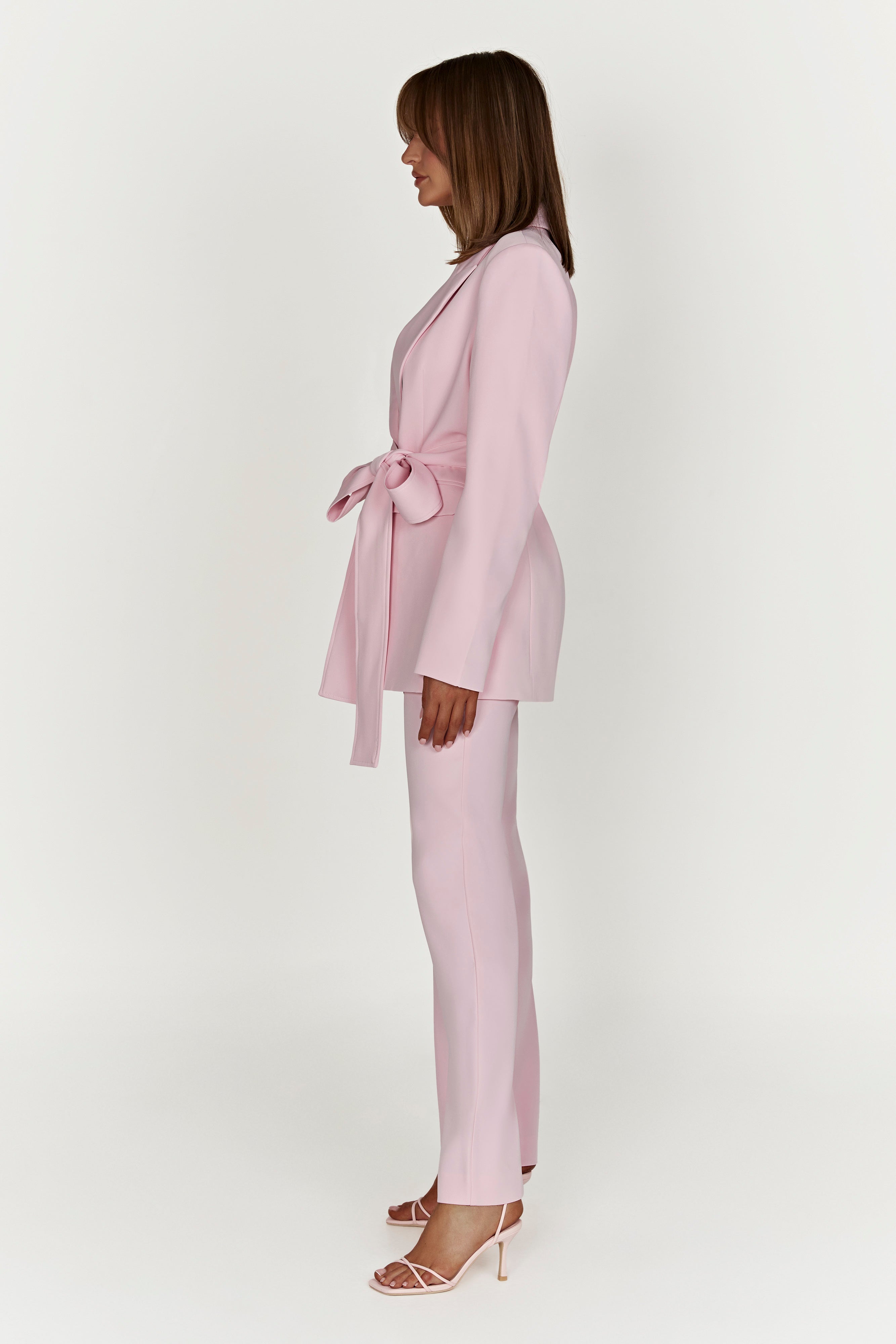 Arna Oversized Belted Blazer - Blush Pink
