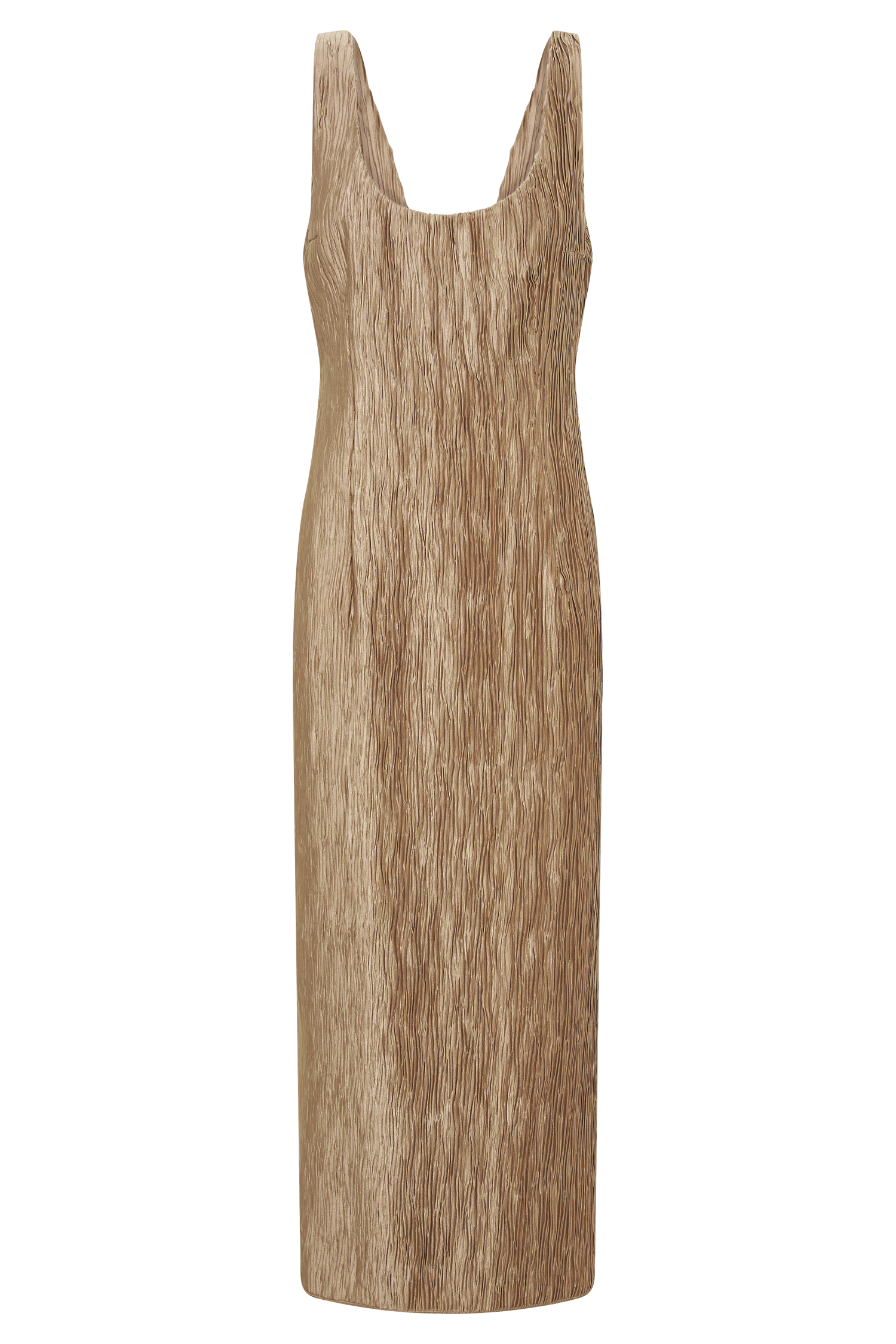 Theia Plisse Maxi Dress - Bronze
