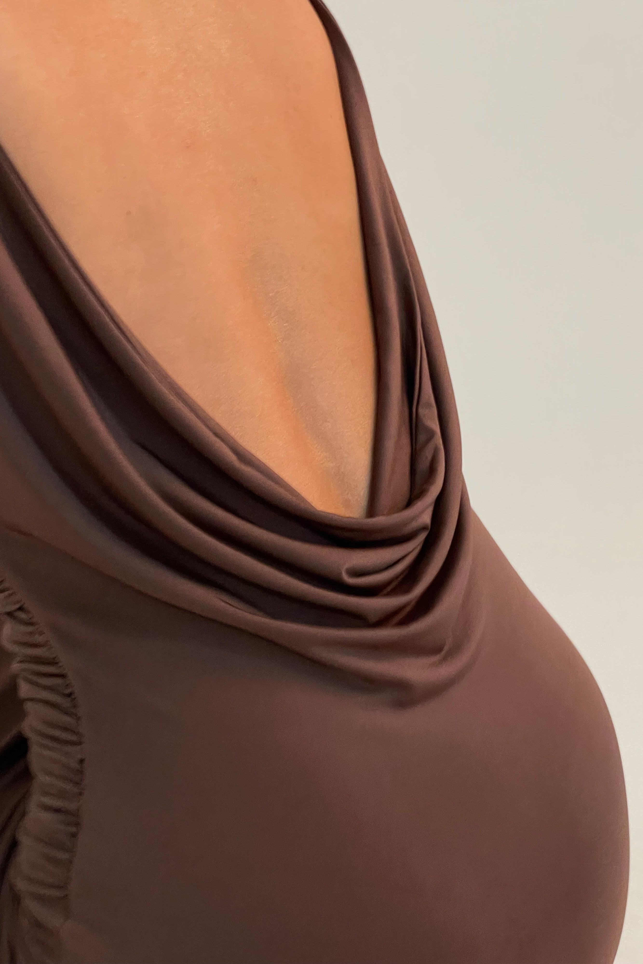 Alika Draped Front Maxi Dress - Mocha