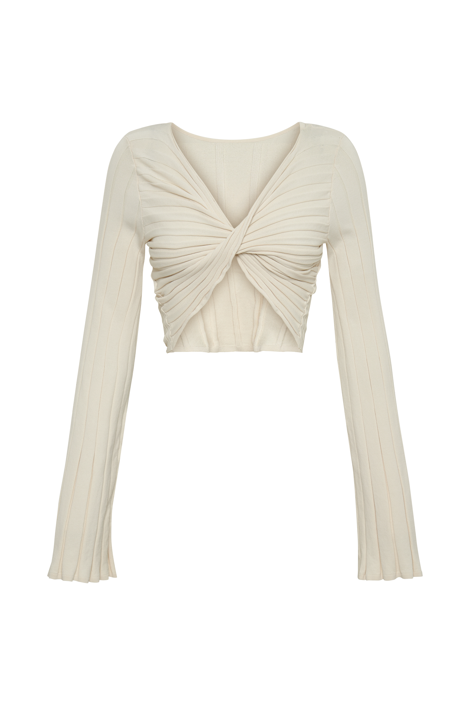 Celine Twist Back Extreme Rib Top - Ivory