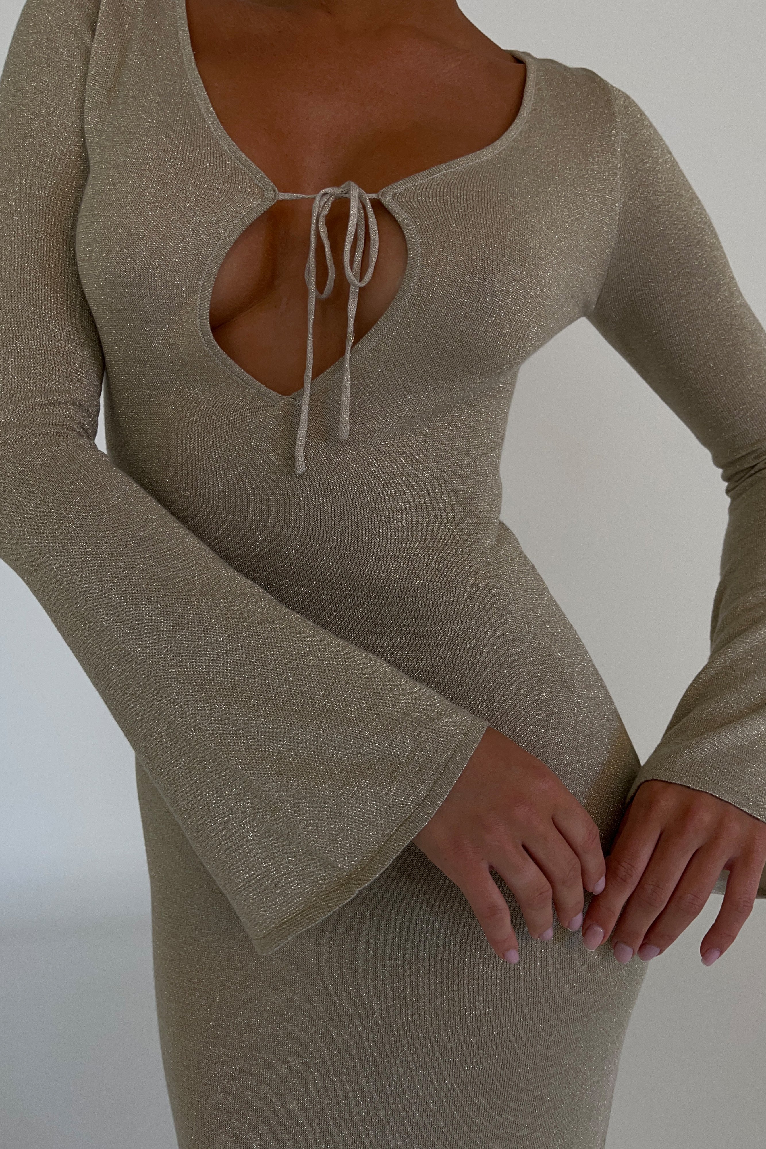 Kamila Long Sleeve Midi Dress - Gold