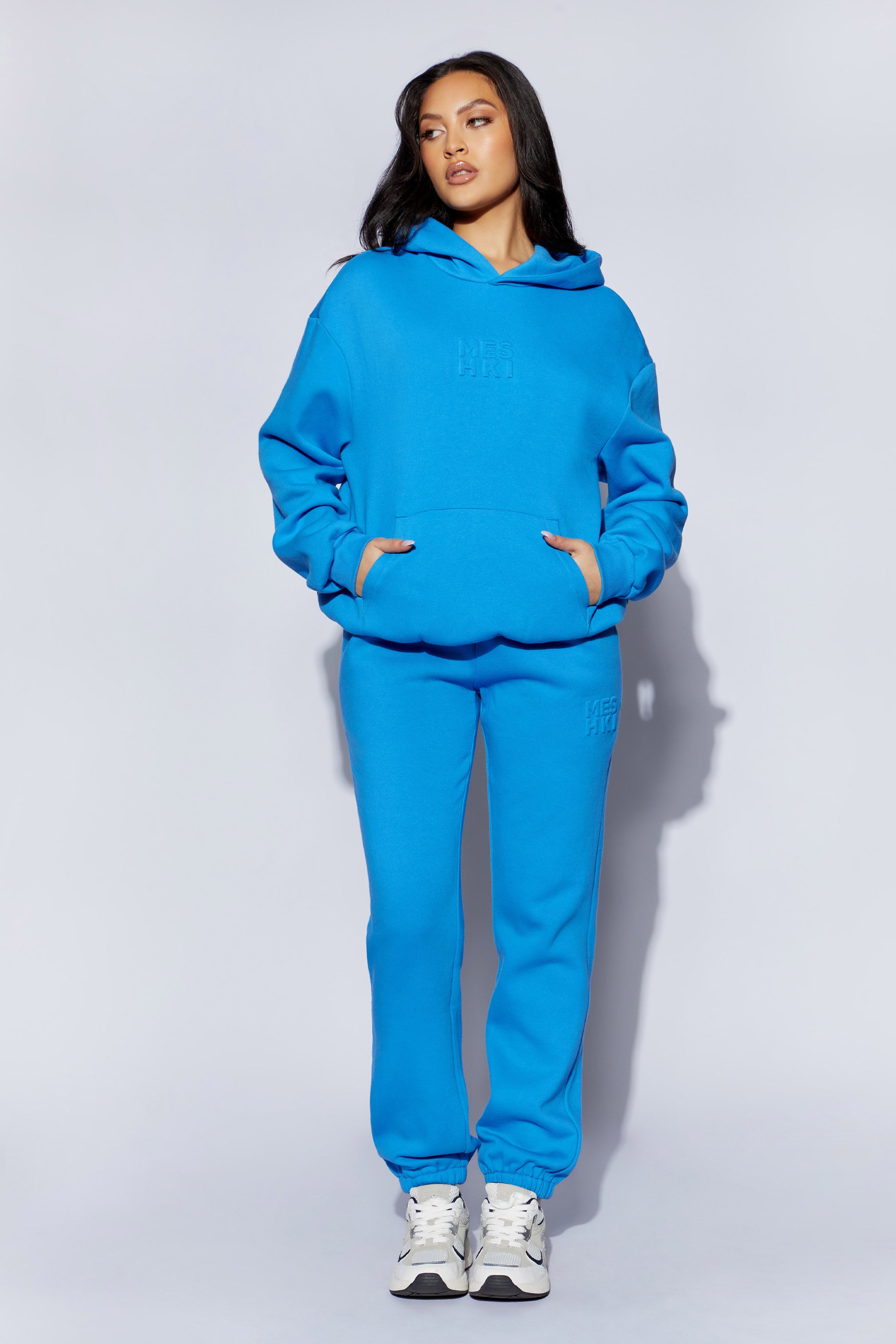 Arden Embossed Fleeceback Hoodie - Blue