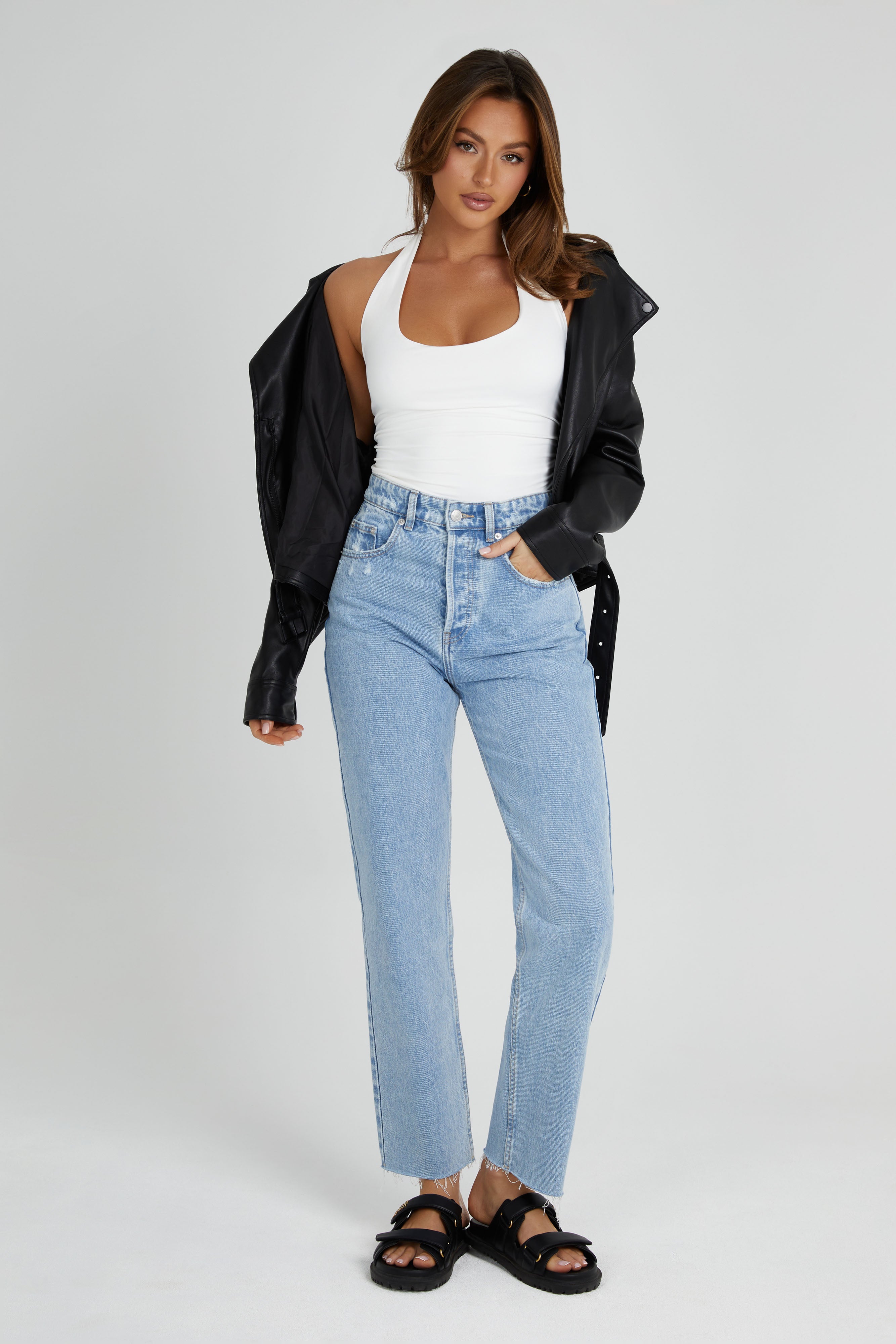 Marie Recycled Nylon Halter Top - White