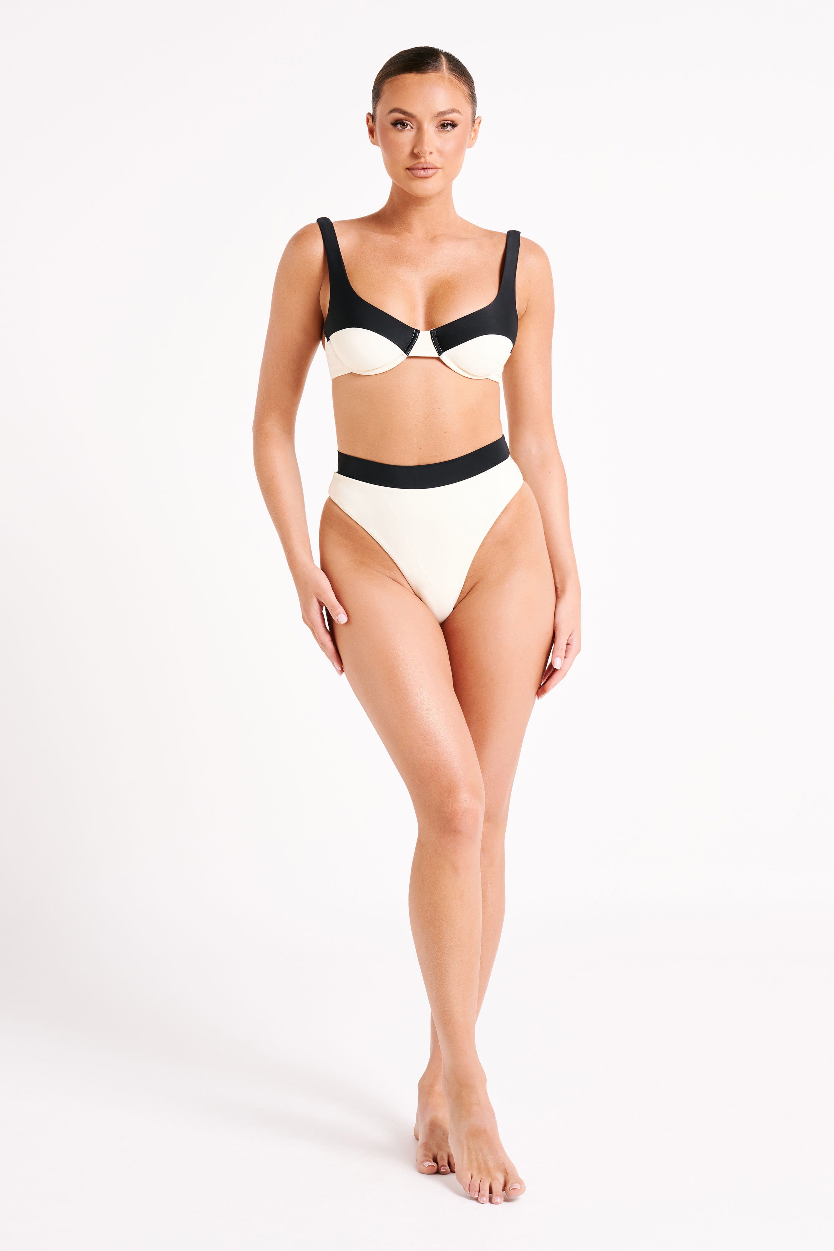 Giulia Recycled Contrast Bikini Bottom - Ivory