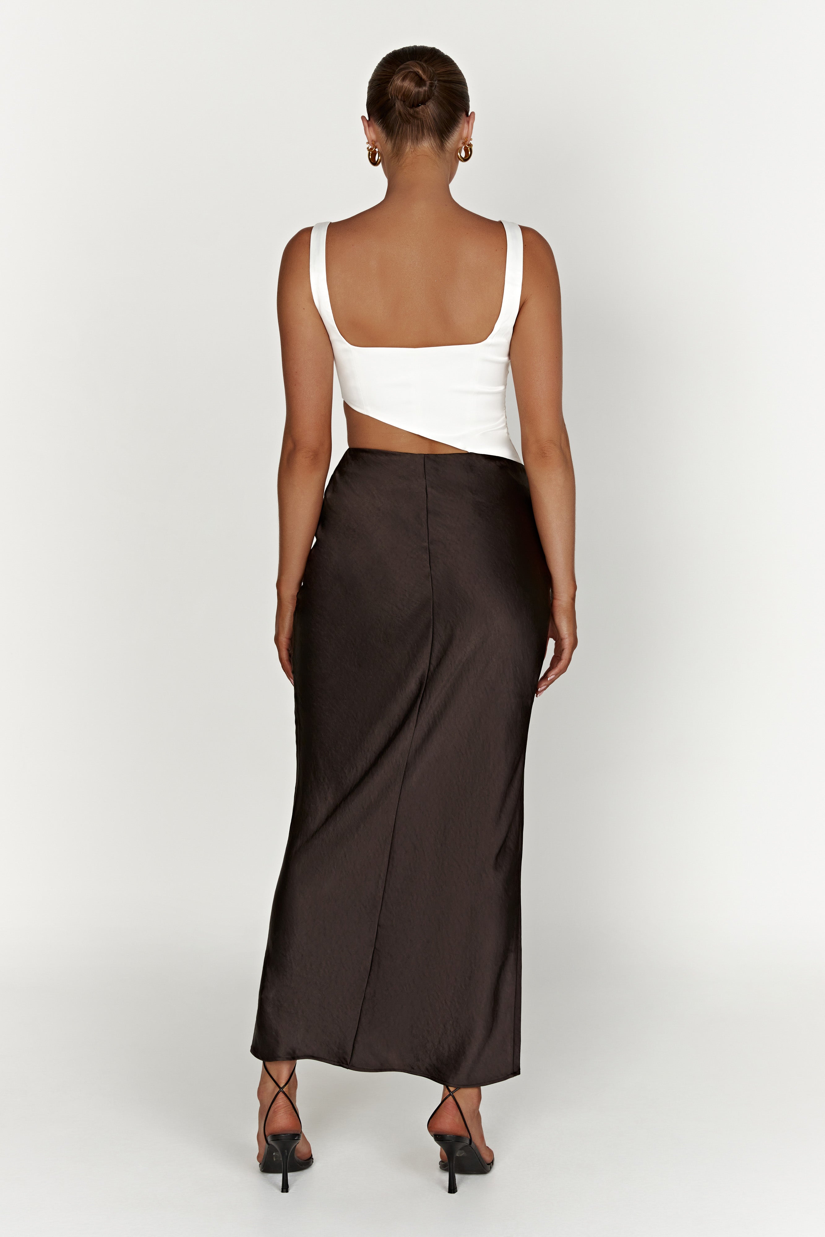 Gianna Two Tone Slashed Maxi Dress - Black