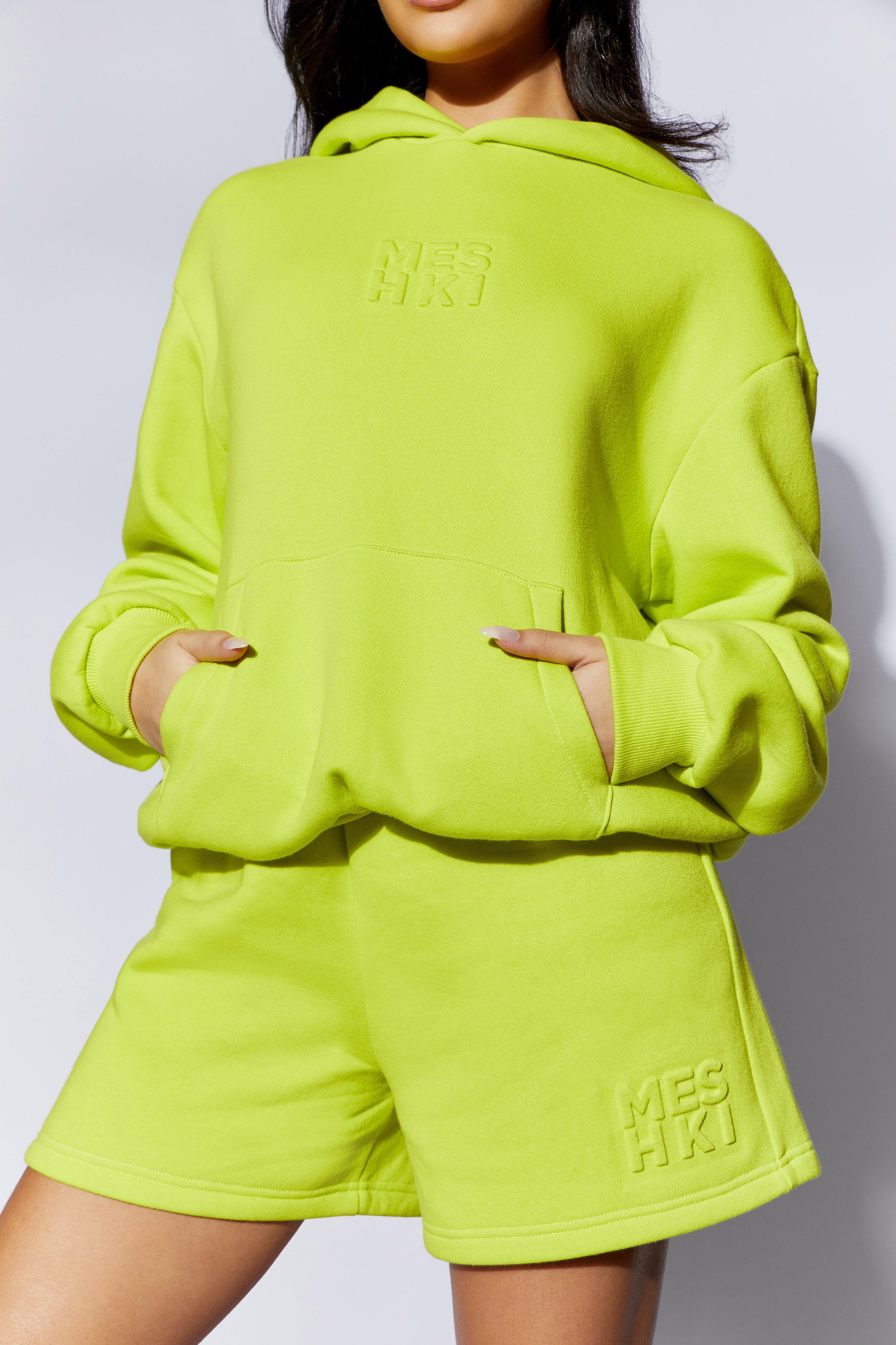 Arden Embossed Fleeceback Hoodie - Lime Green