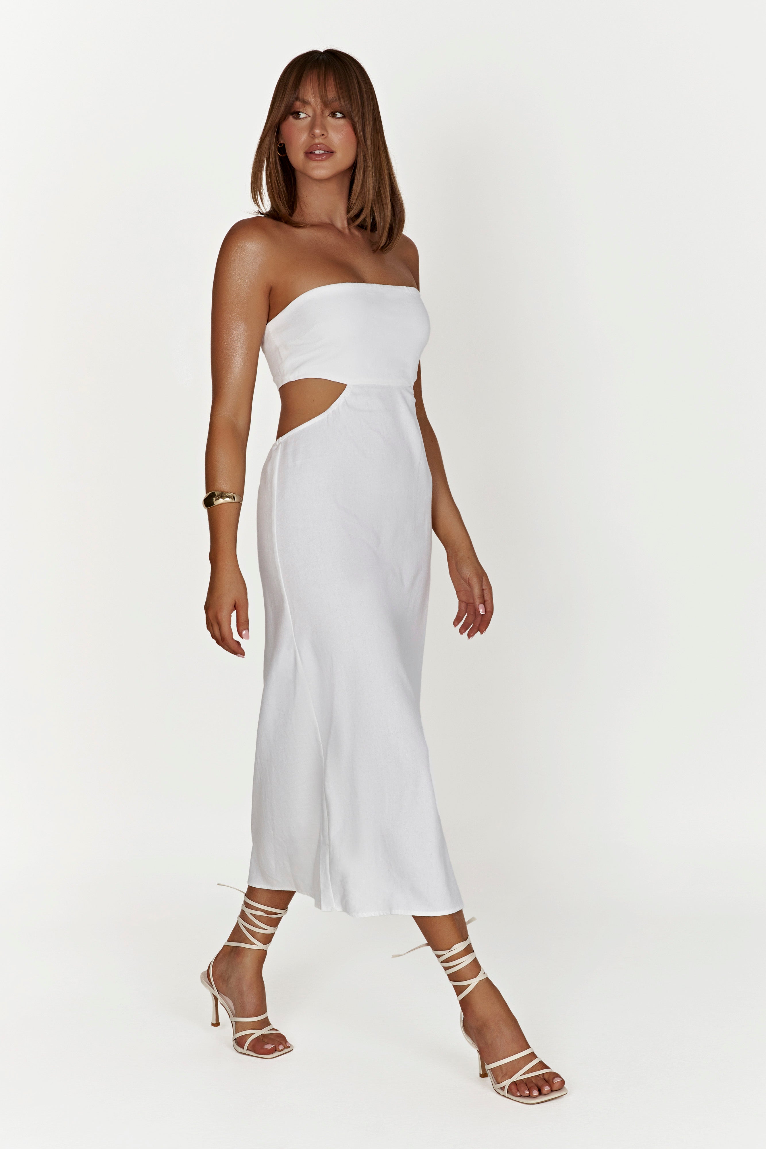 Marlow Linen Midi Dress - White