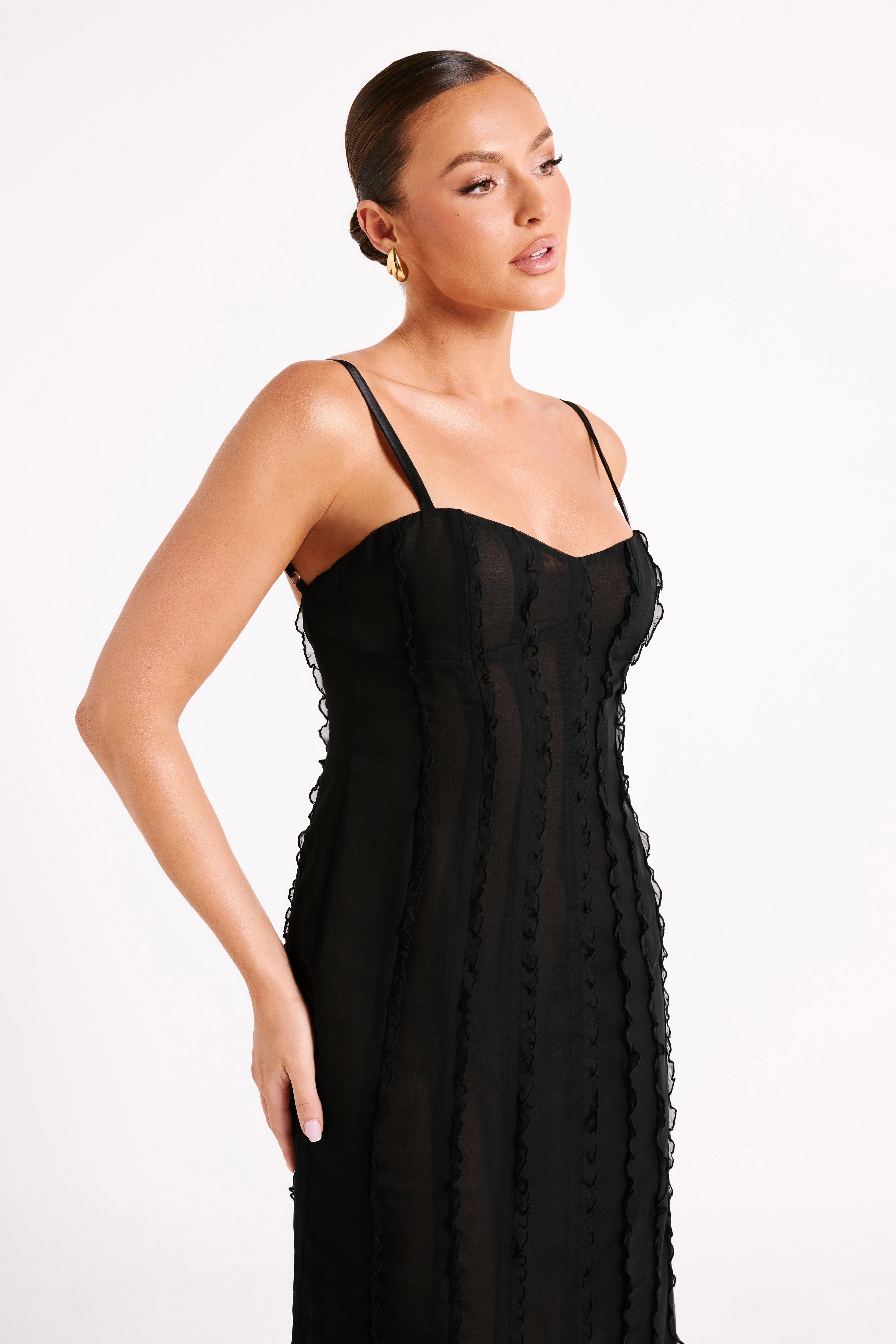 Jacinta Chiffon Maxi Dress - Black