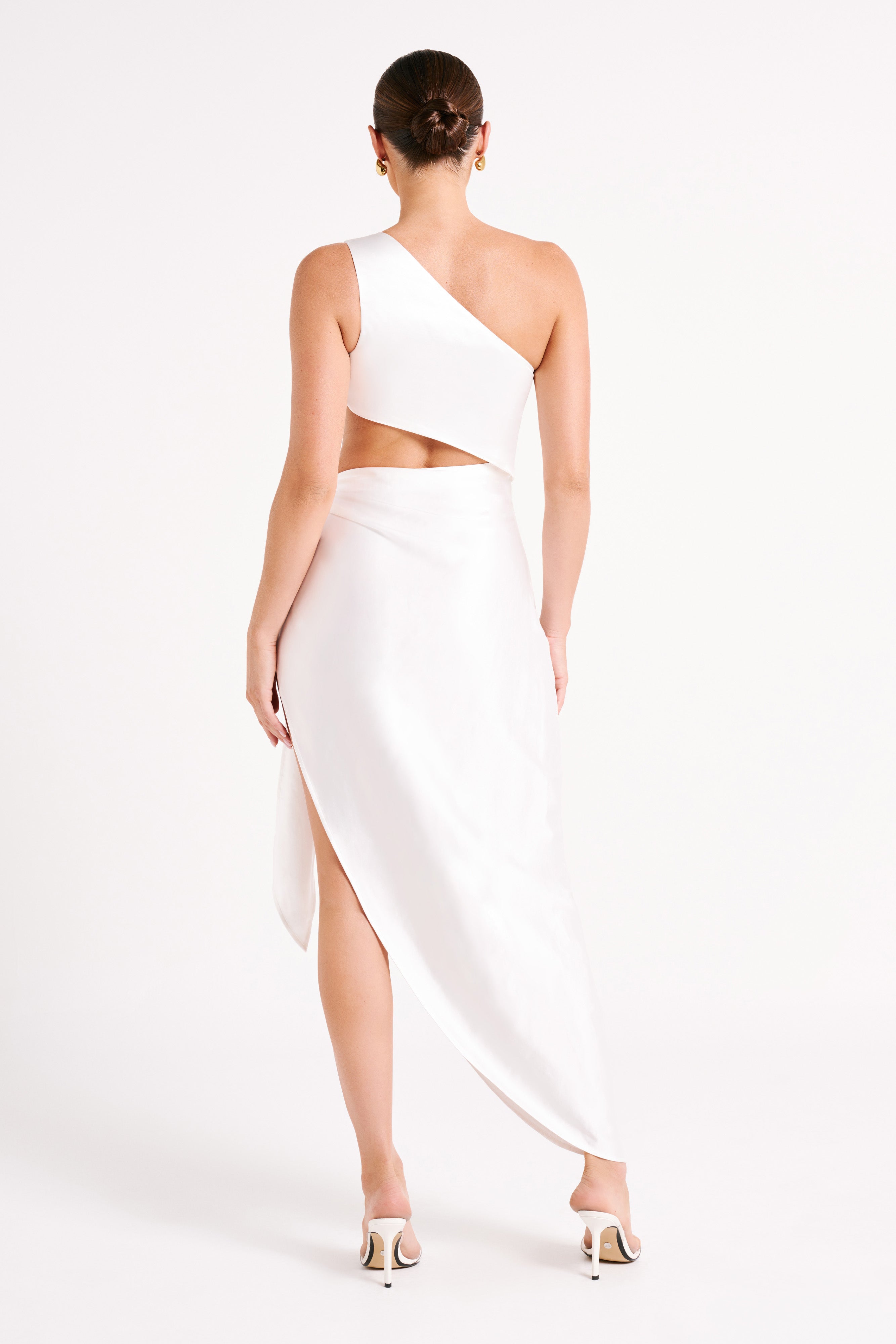Navarah One Shoulder Midi Dress - White