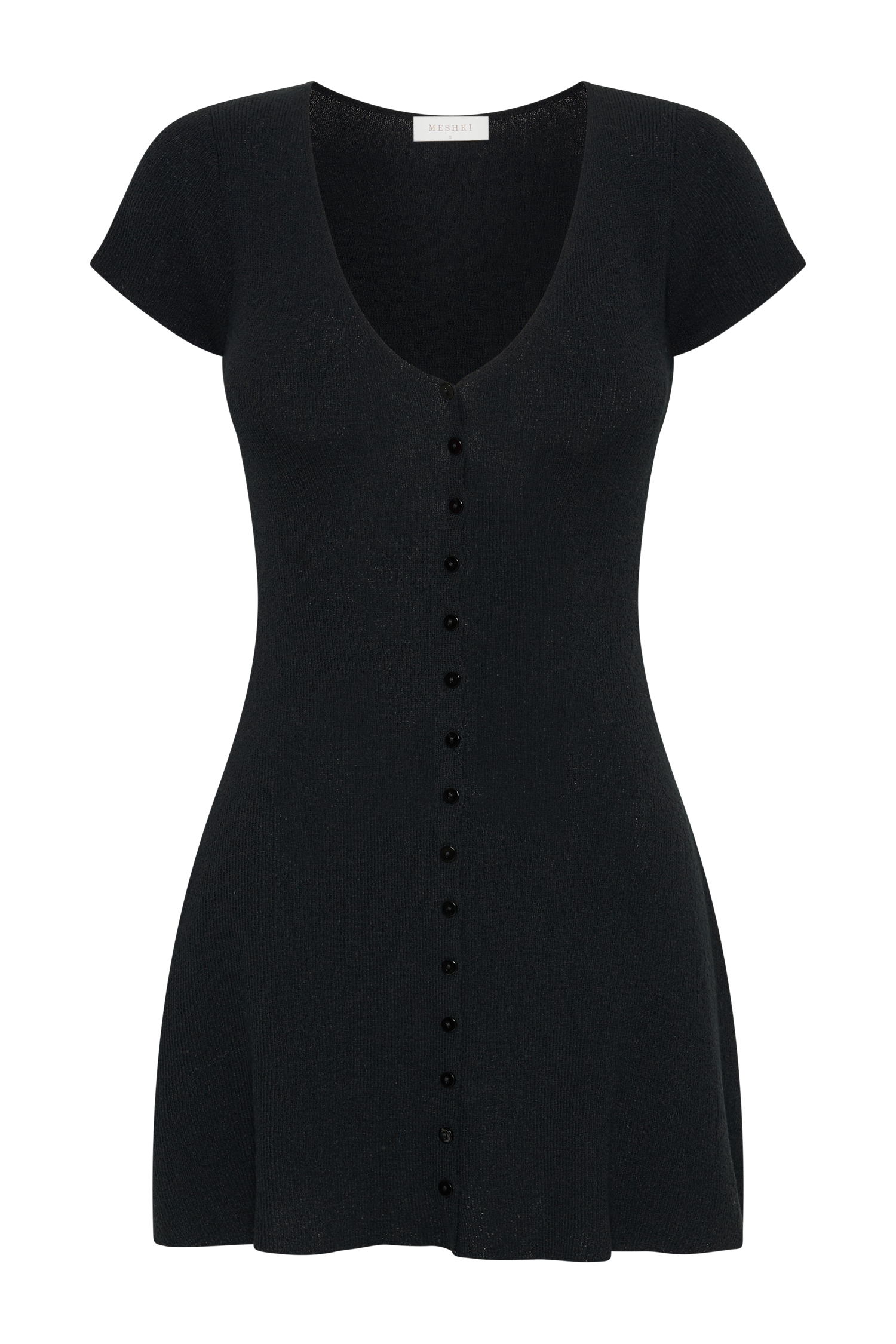 Paula Buttoned Knit Mini Dress - Black