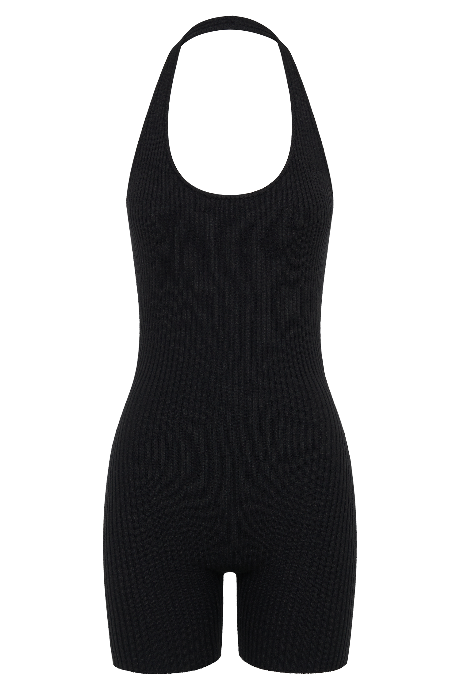 Aitana Halter Neck Knit Playsuit - Black