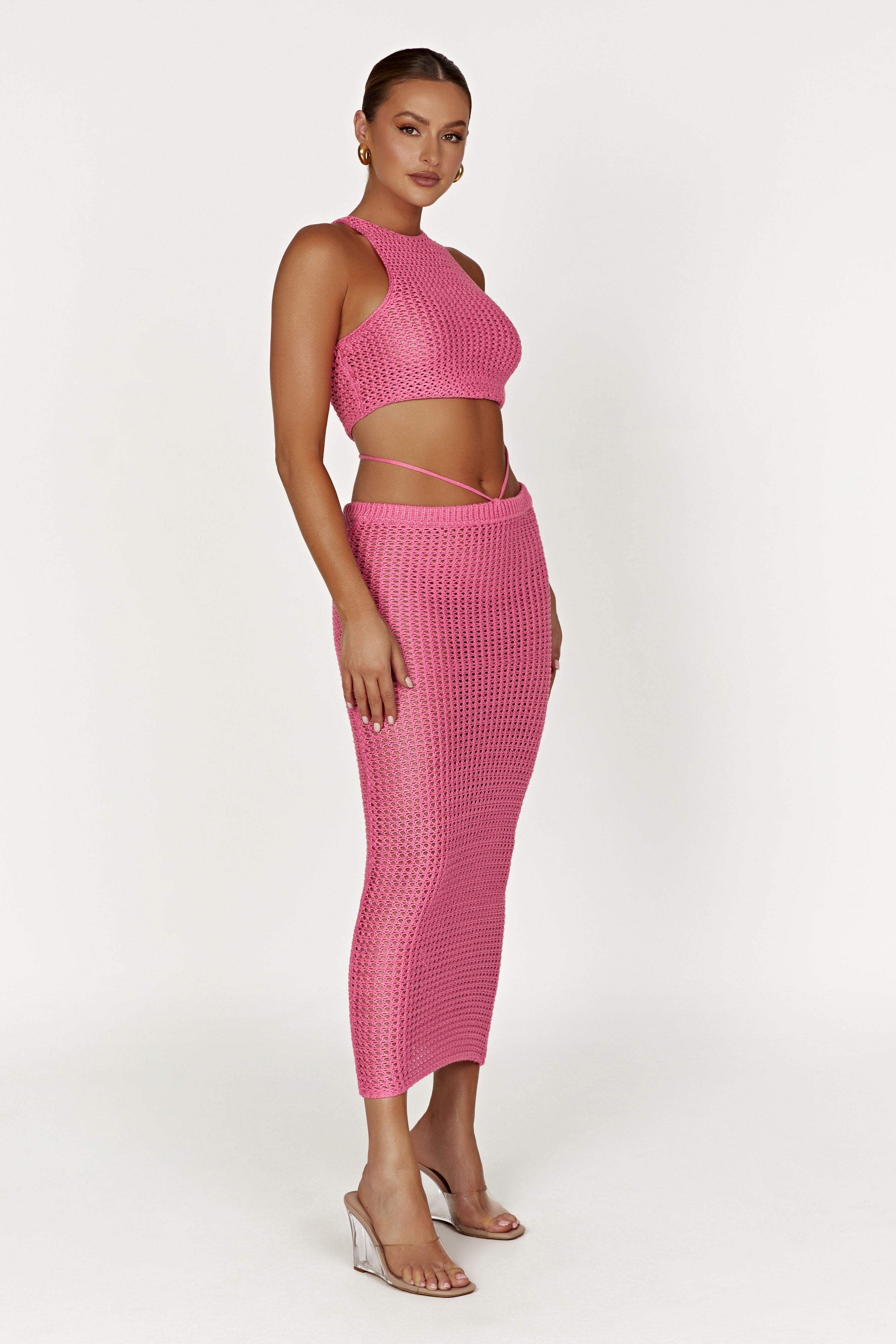 Raquel Crochet Maxi Skirt - Bubblegum Pink