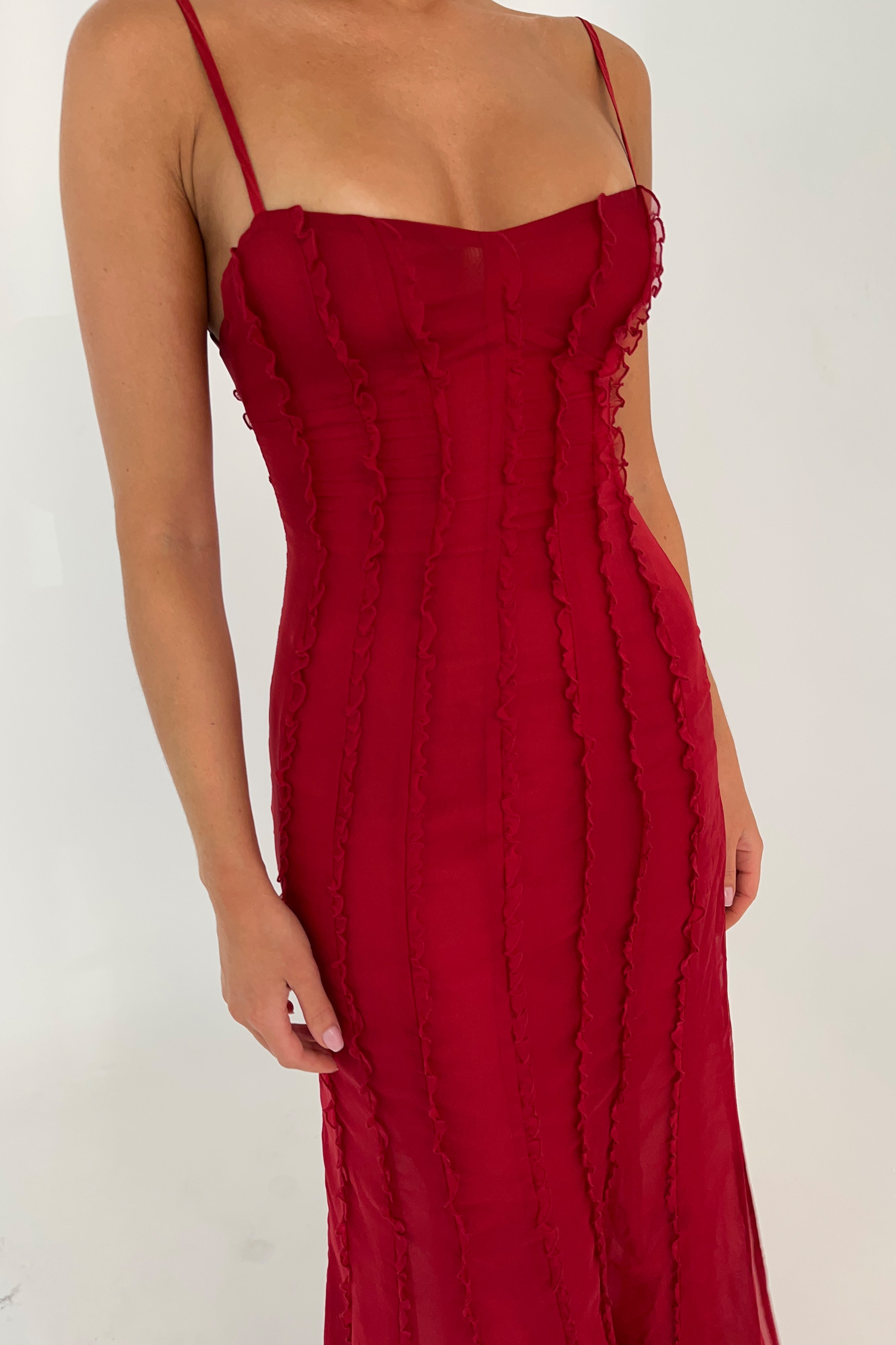 Jacinta Chiffon Maxi Dress - Vermilion Red