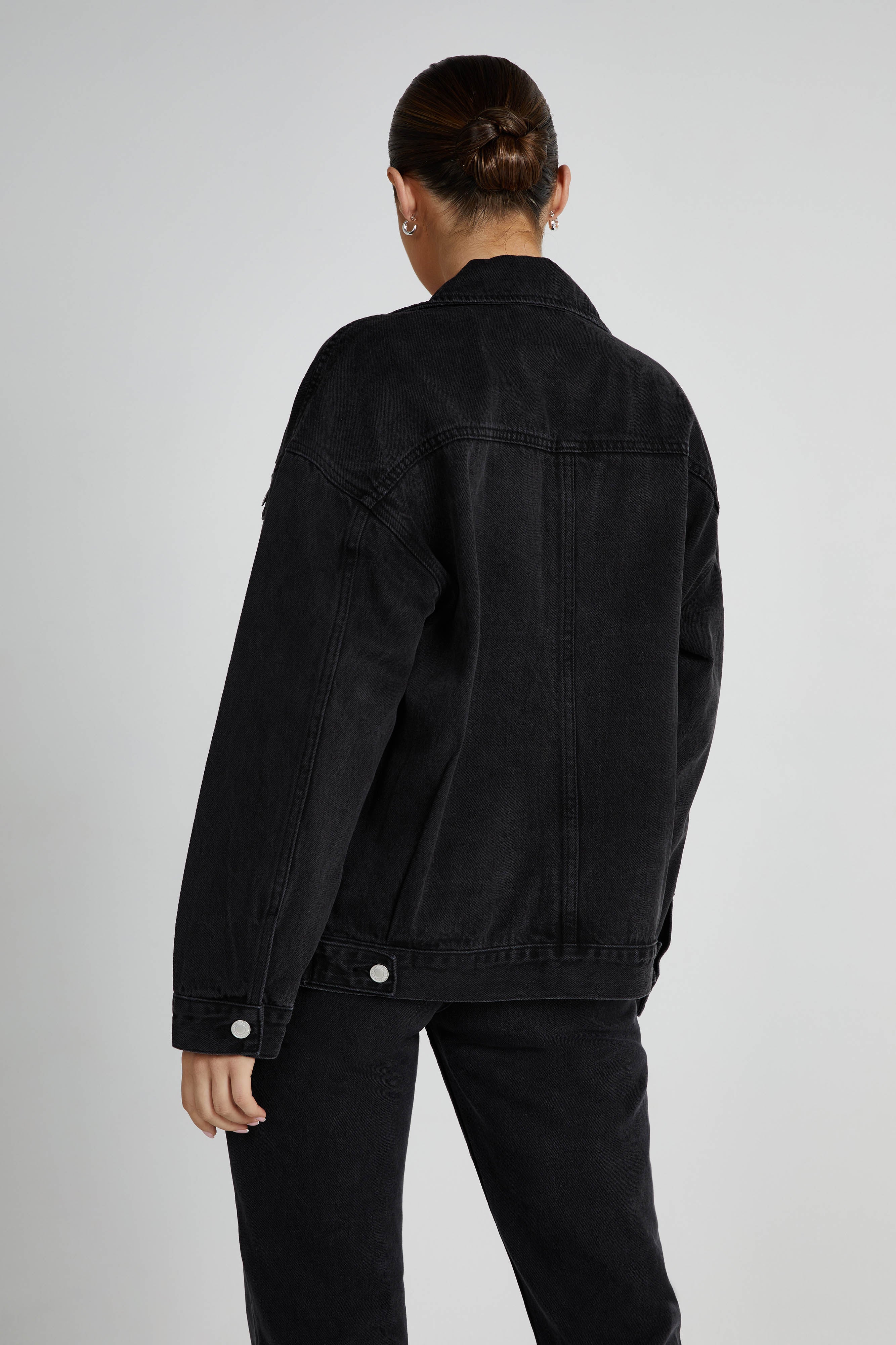 Sion Oversized Denim Jacket - Washed Black
