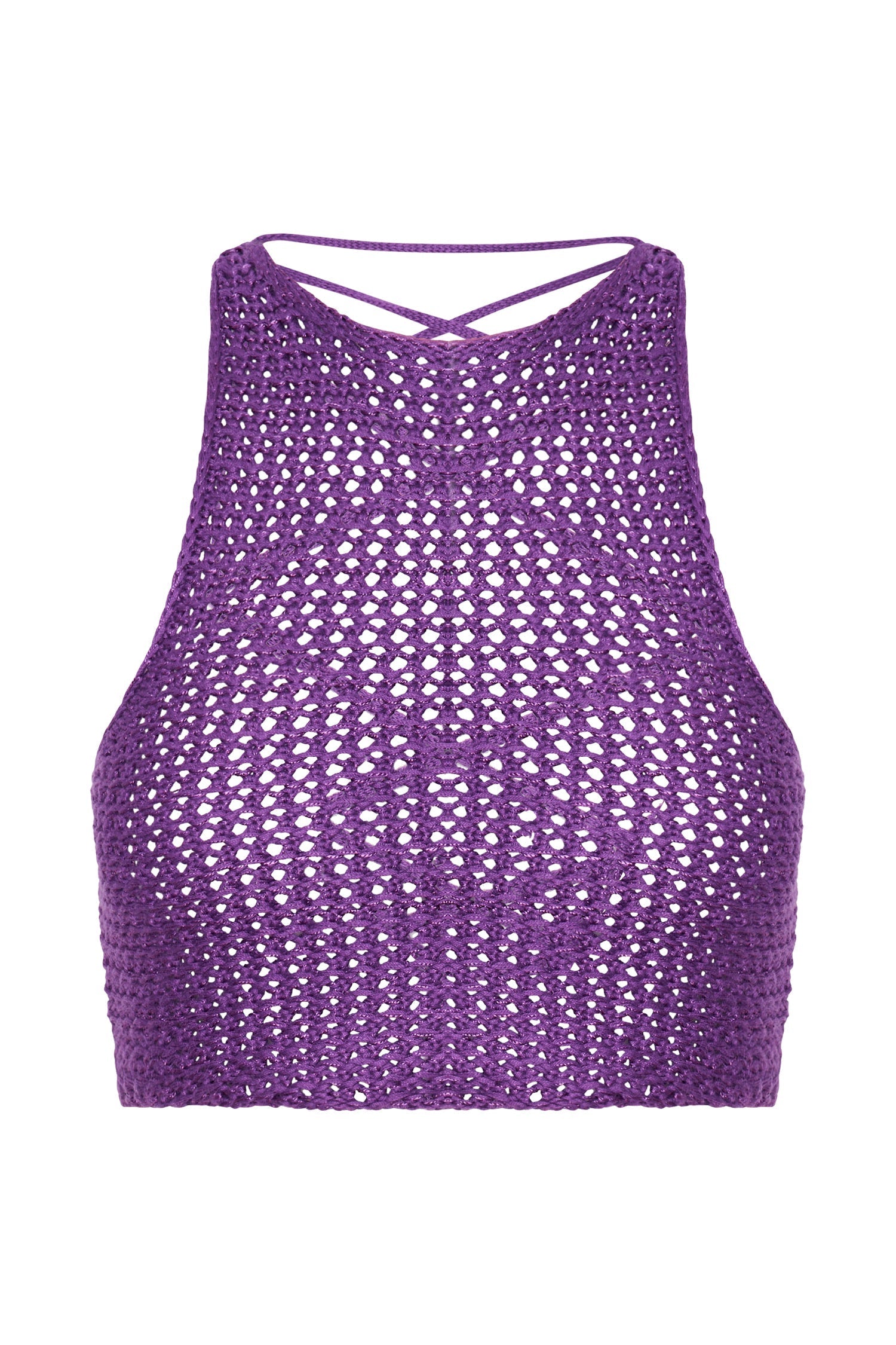Raquel Crochet Lace Up Back Top - Grape