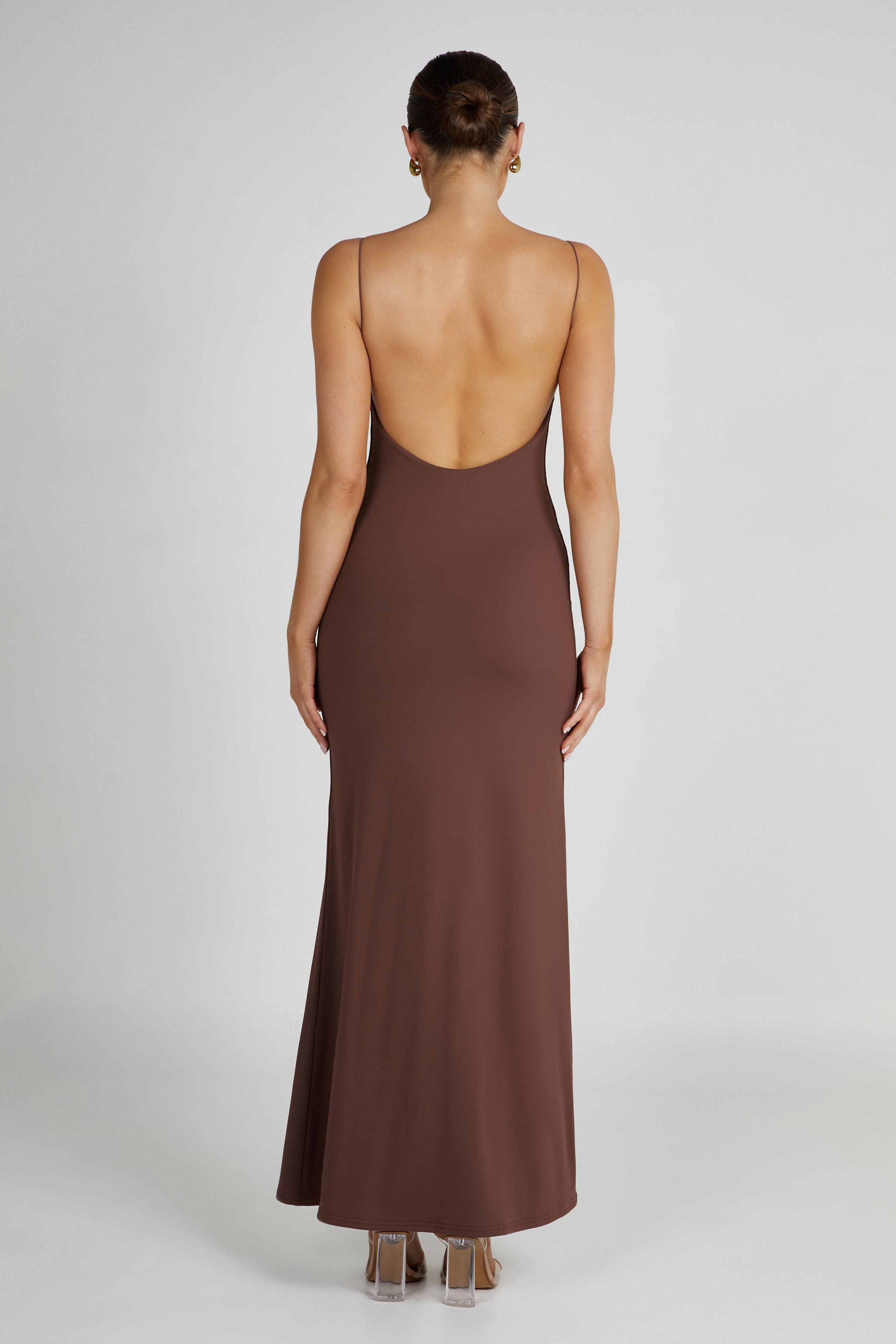 Nikkita Recycled Nylon Strappy Maxi Dress - Mocha