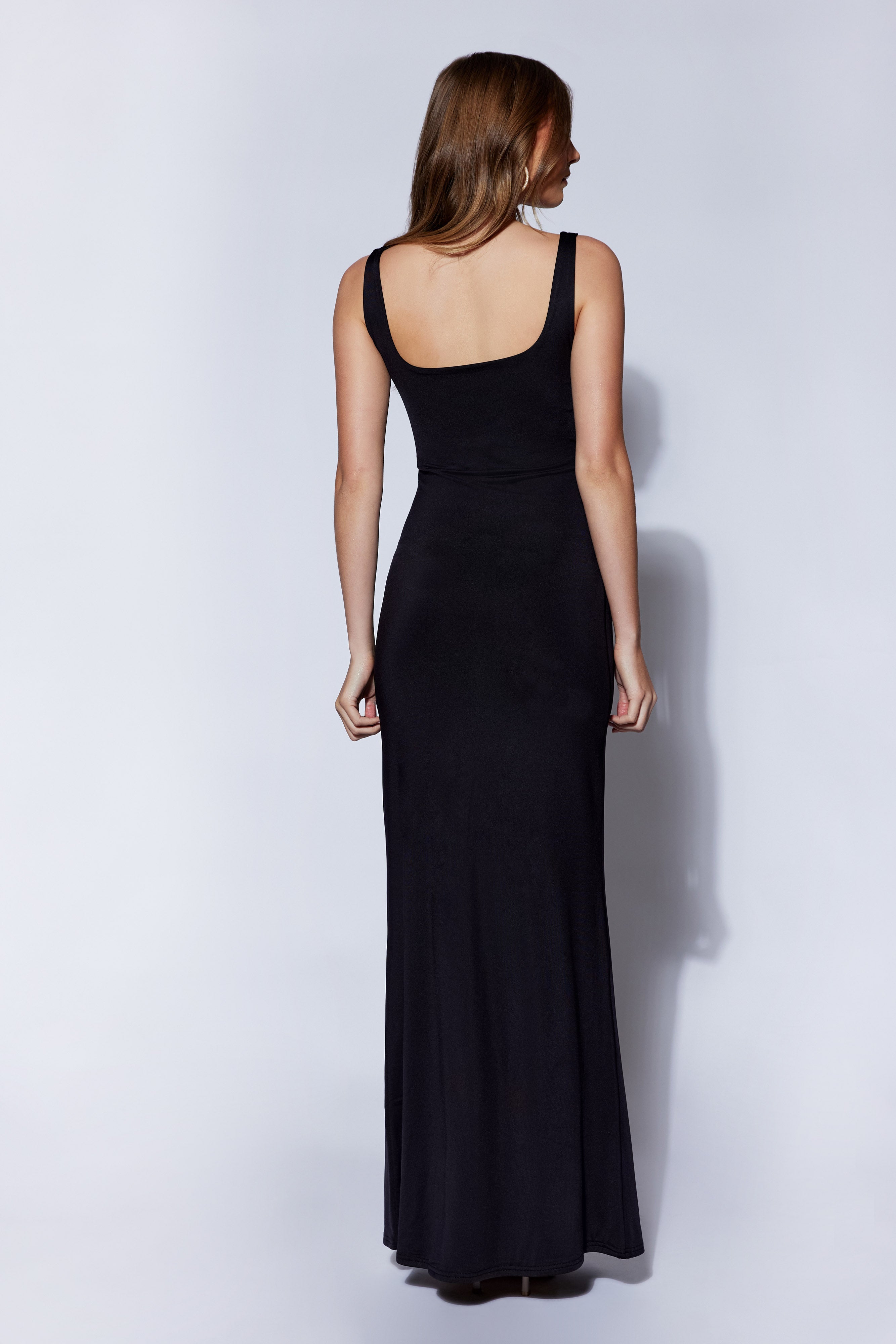 Aubree Fishtail Maxi Dress - Black