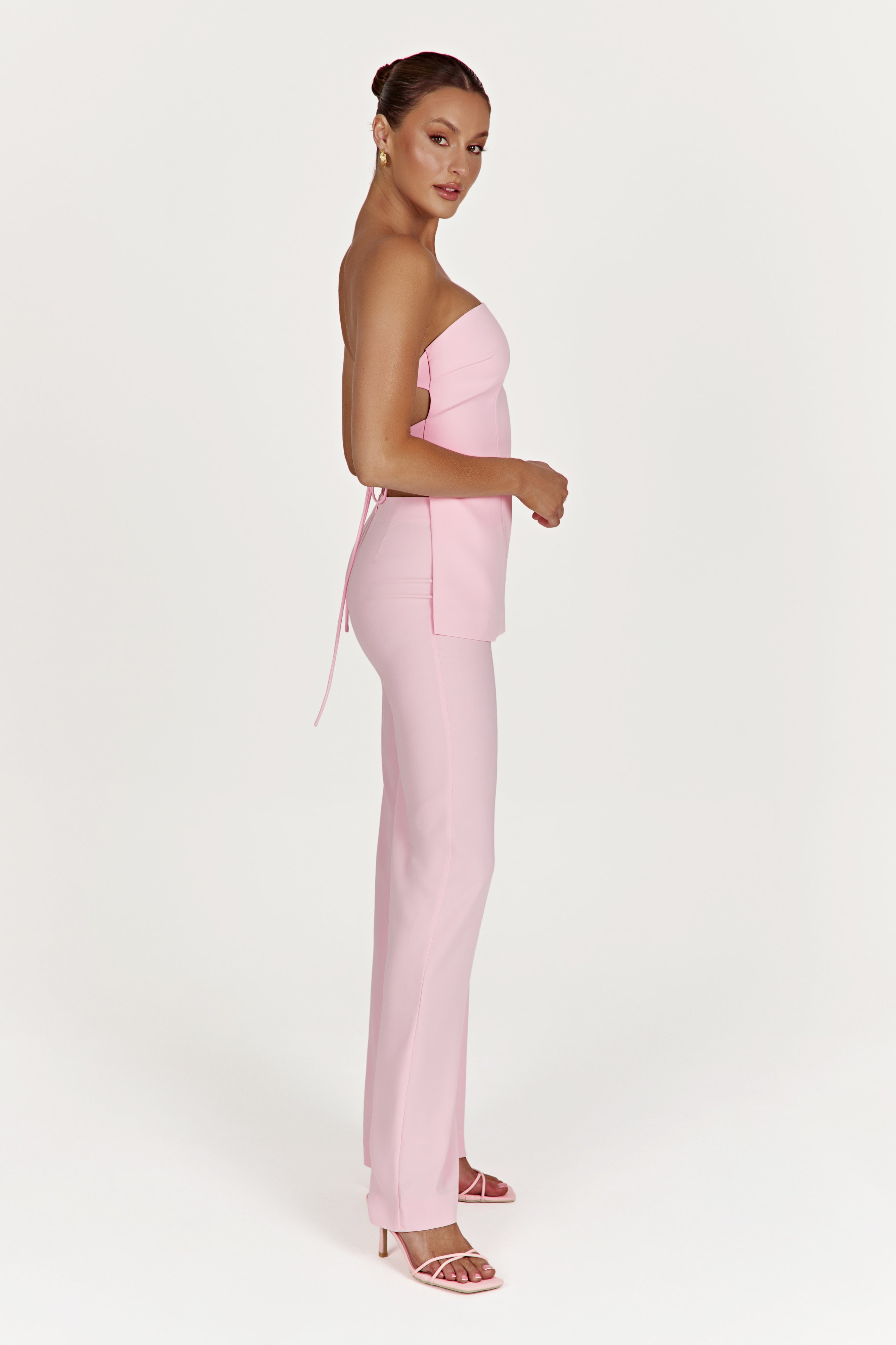 Astrid Strapless Back Tie Top - Blush Pink
