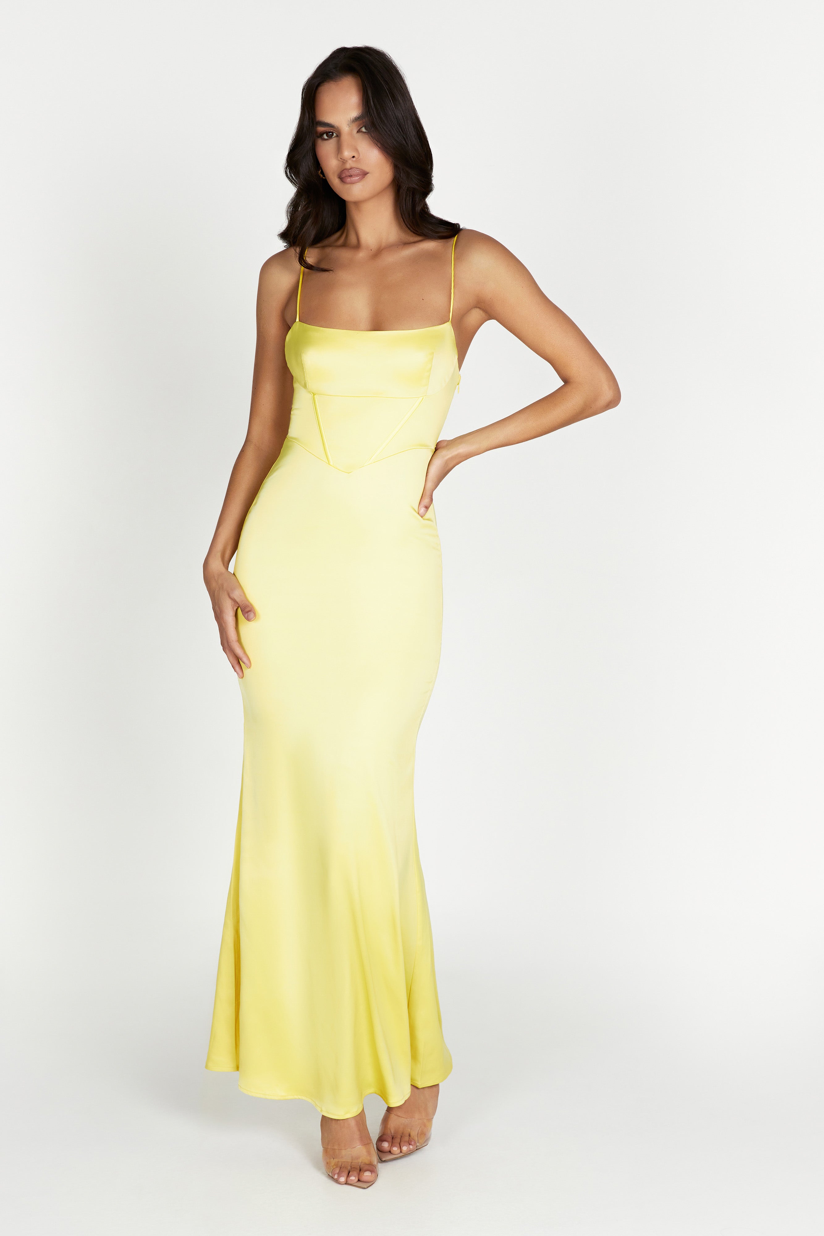 Desirie Corset Maxi Dress - Lemon
