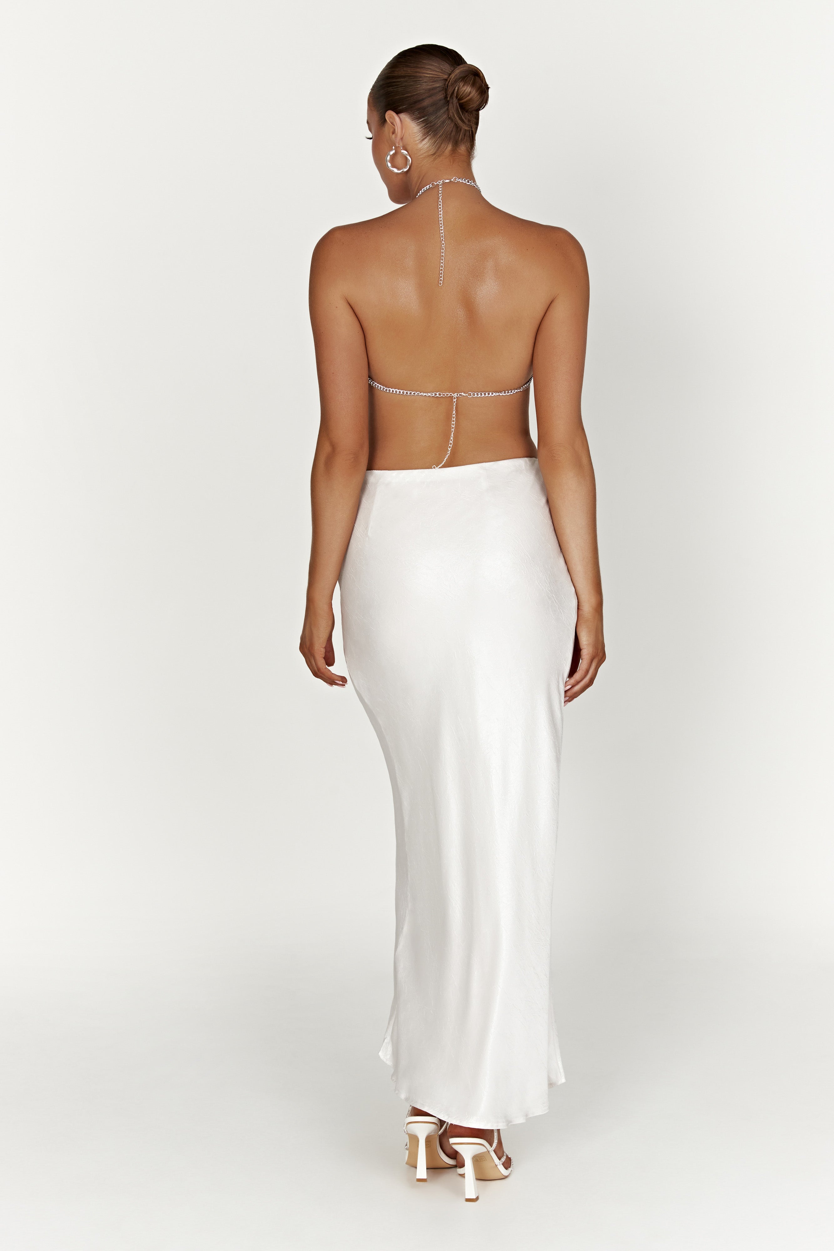 Raine Satin Maxi Skirt - Pearl
