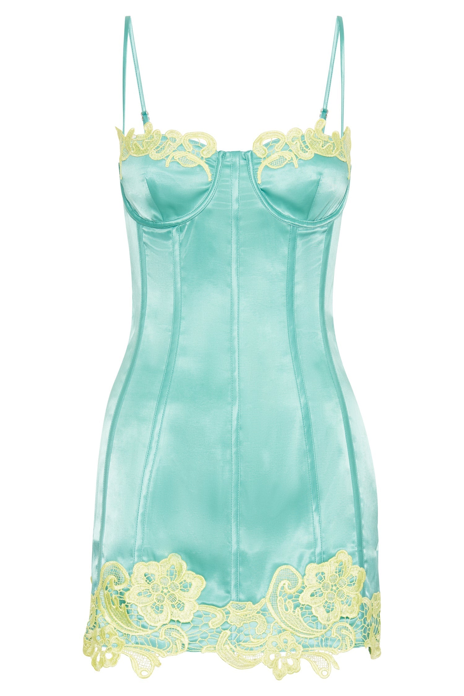 Tatiana Corset Mini Dress With Lace - Mint