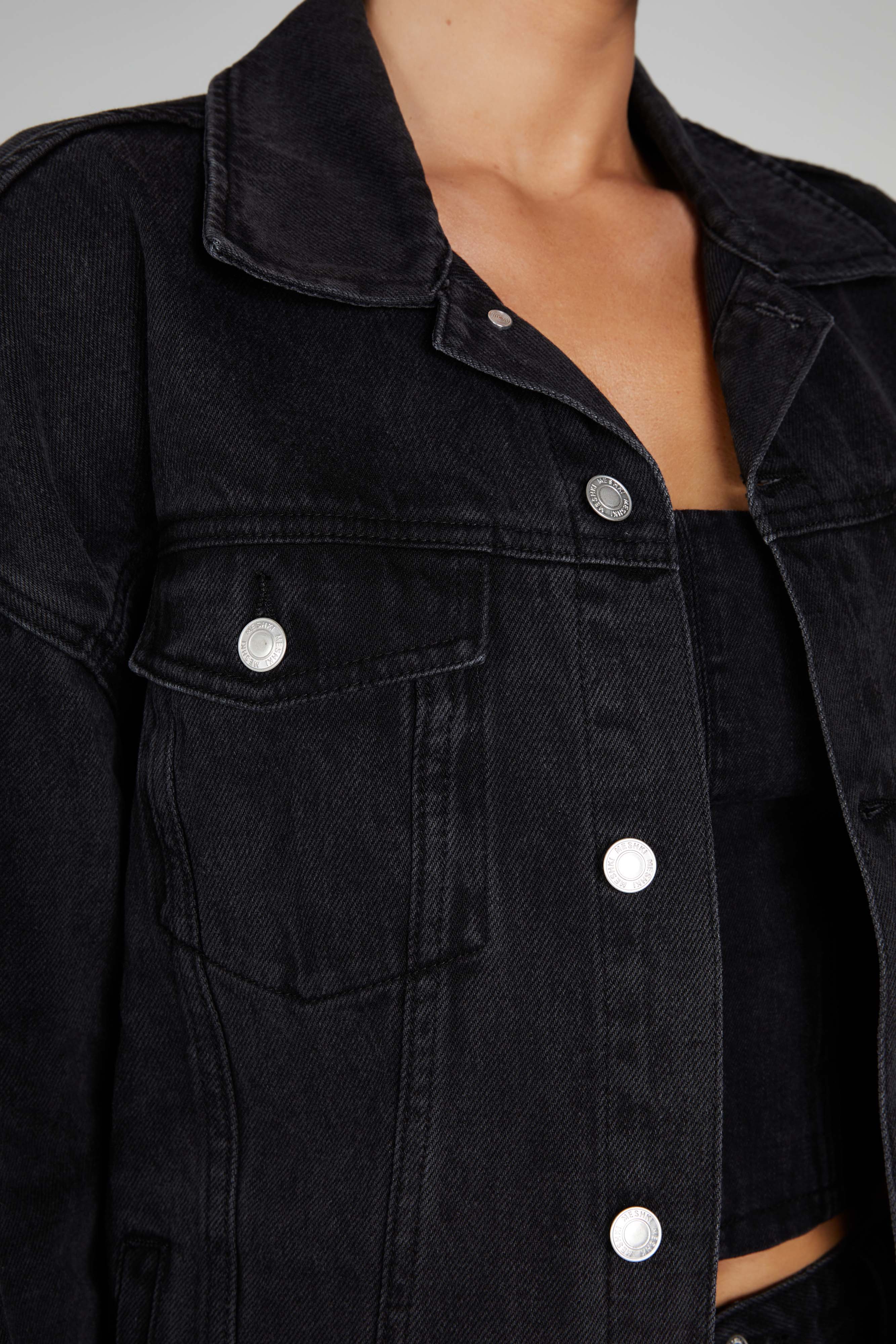Sion Oversized Denim Jacket - Washed Black