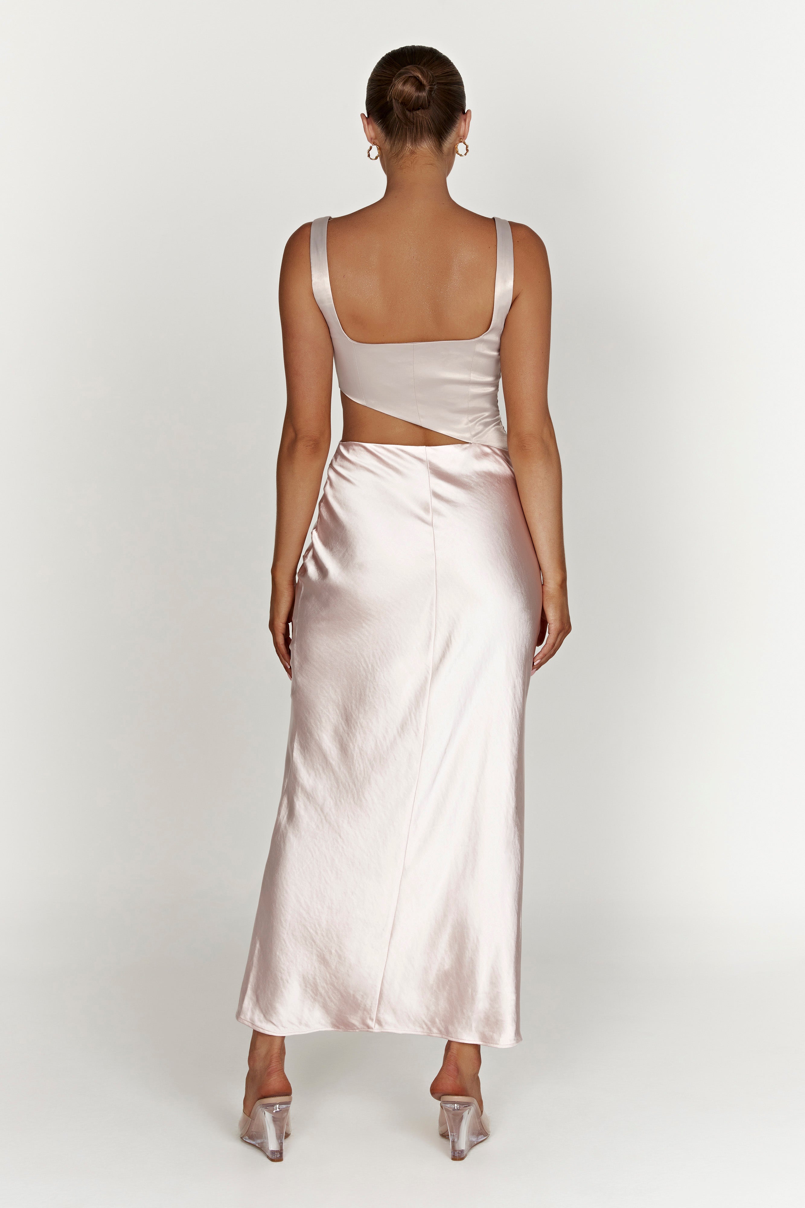 Gianna Two Tone Slashed Maxi Dress - Blush Pink
