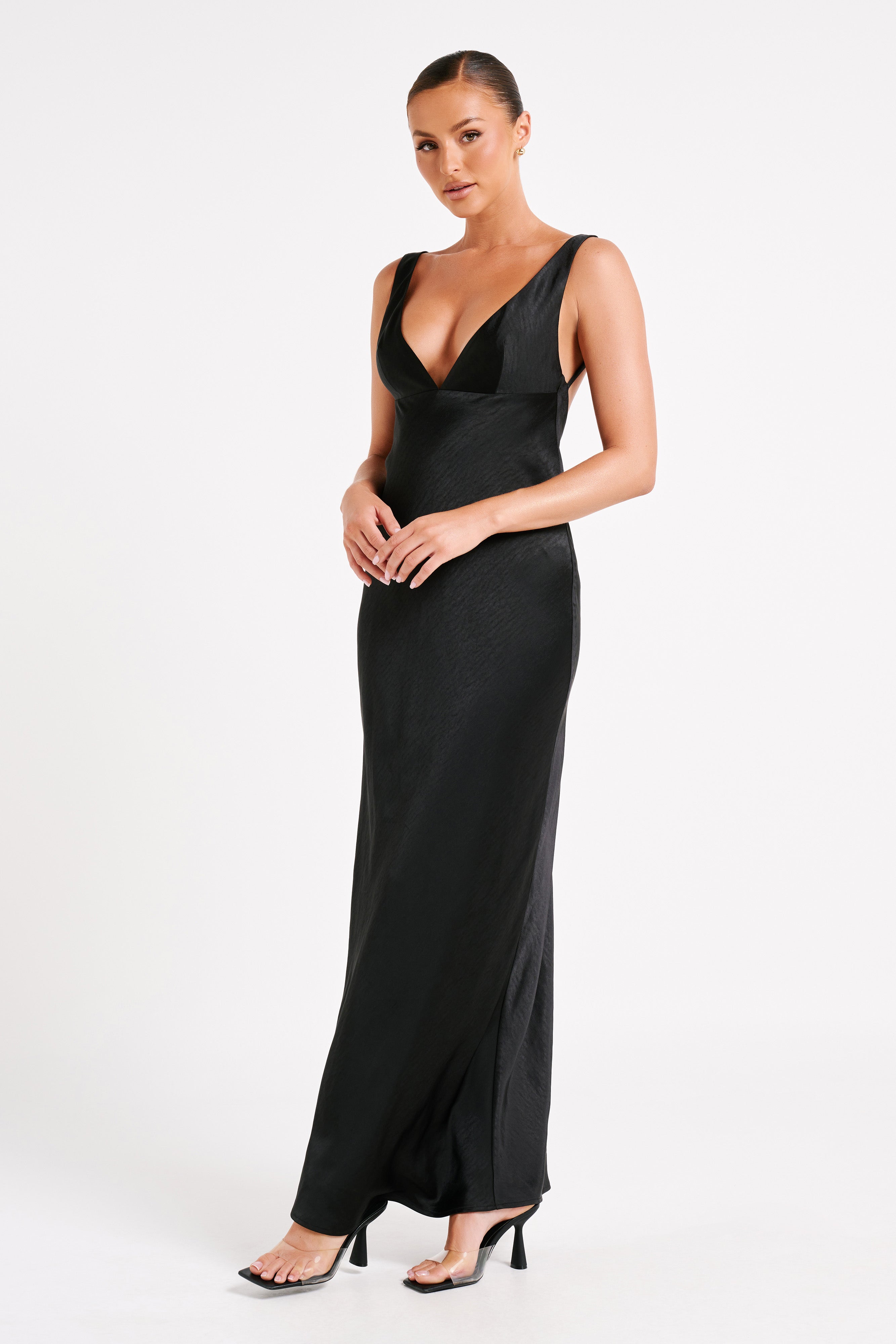 Indy Open Back Maxi Dress - Black