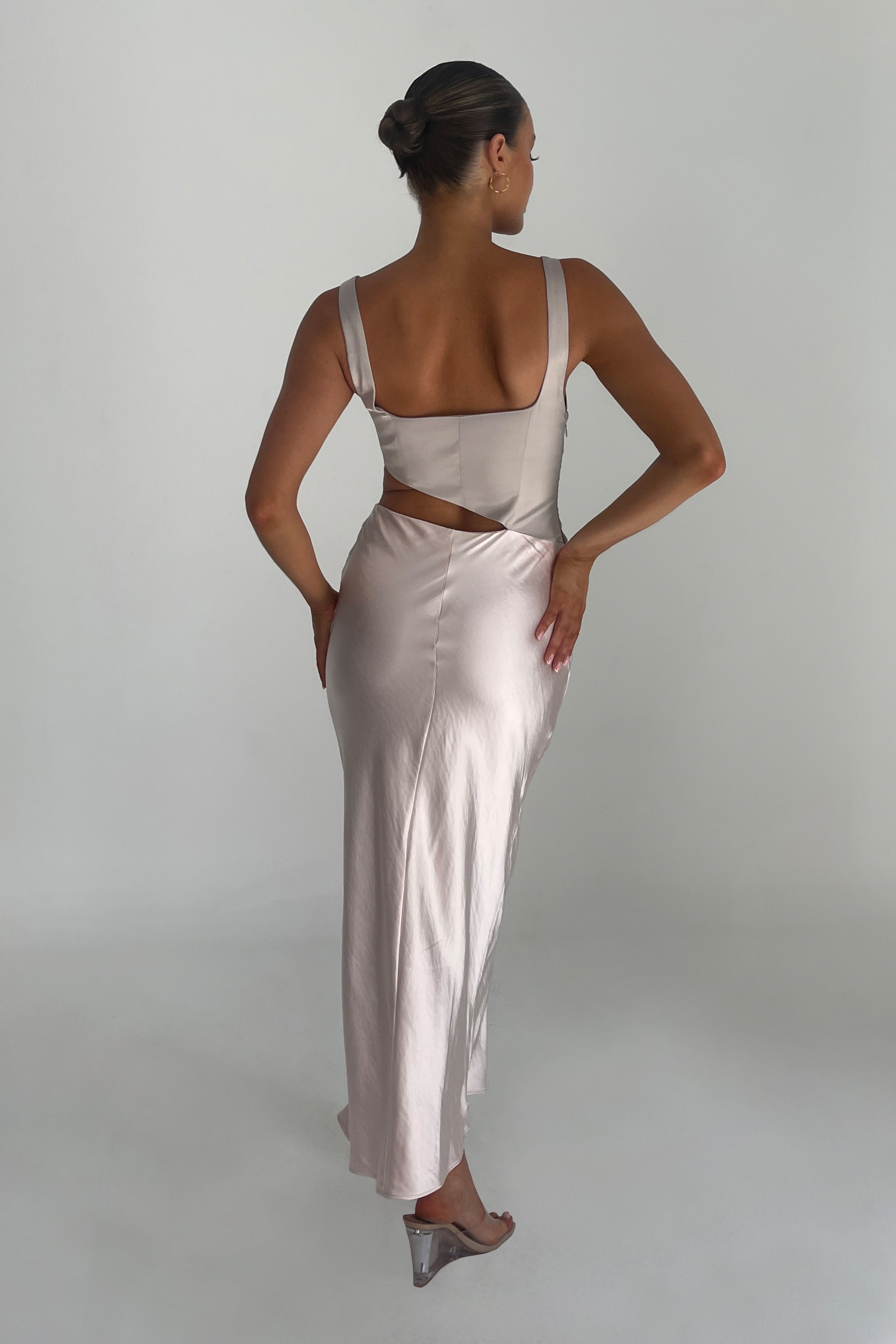 Gianna Two Tone Slashed Maxi Dress - Blush Pink