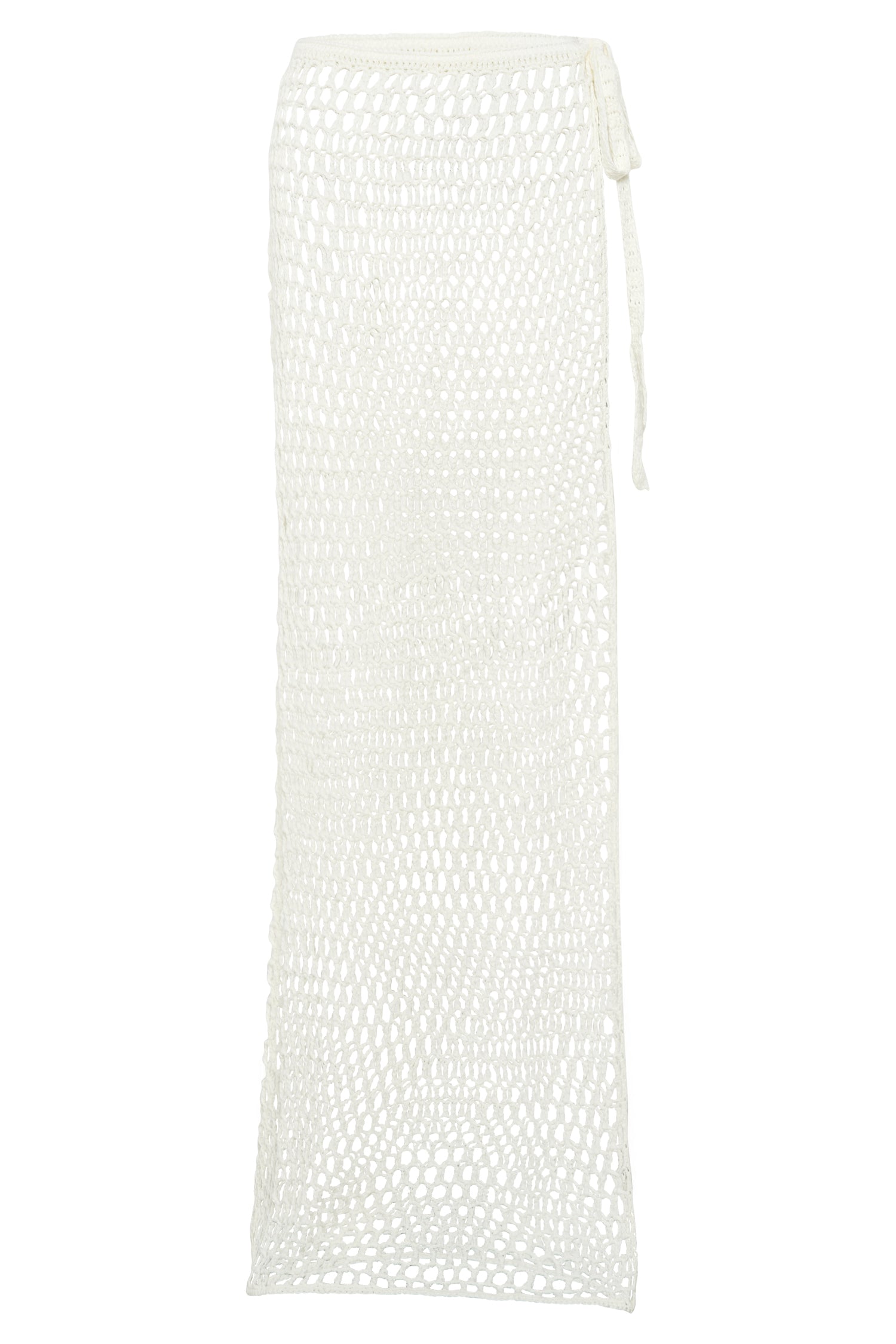Hallie Tie Up Crochet Maxi Skirt - White