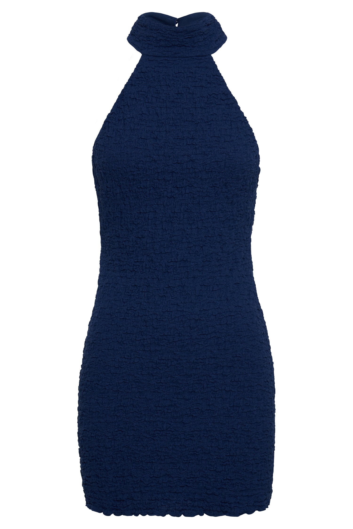 Yuki Textured Halter Mini Dress - Midnight Navy