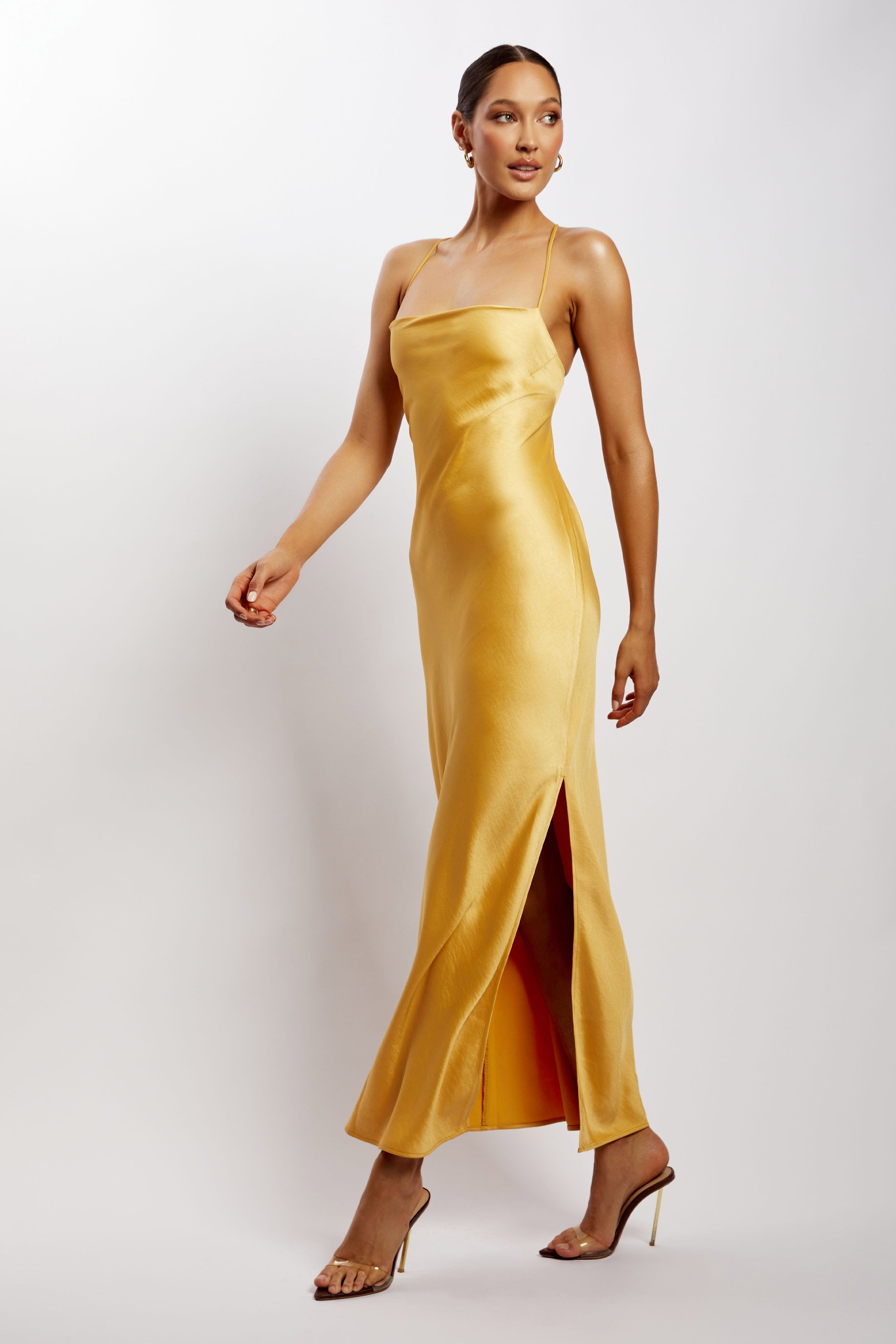 Sydney Straight Neck Slip Maxi Dress - Yellow