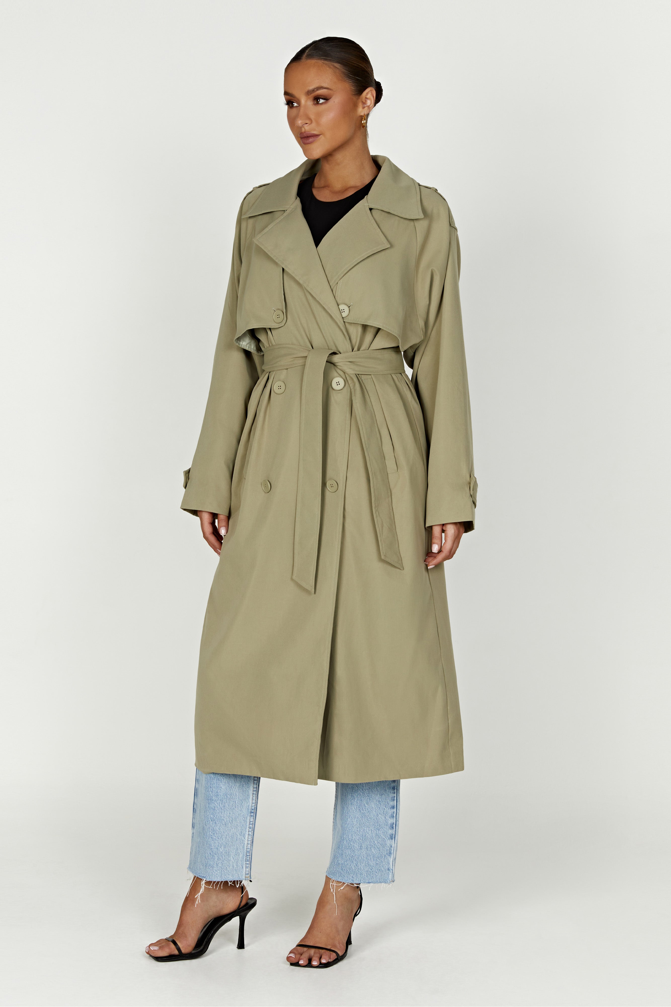 Andreas Oversized Trench Coat - Olive