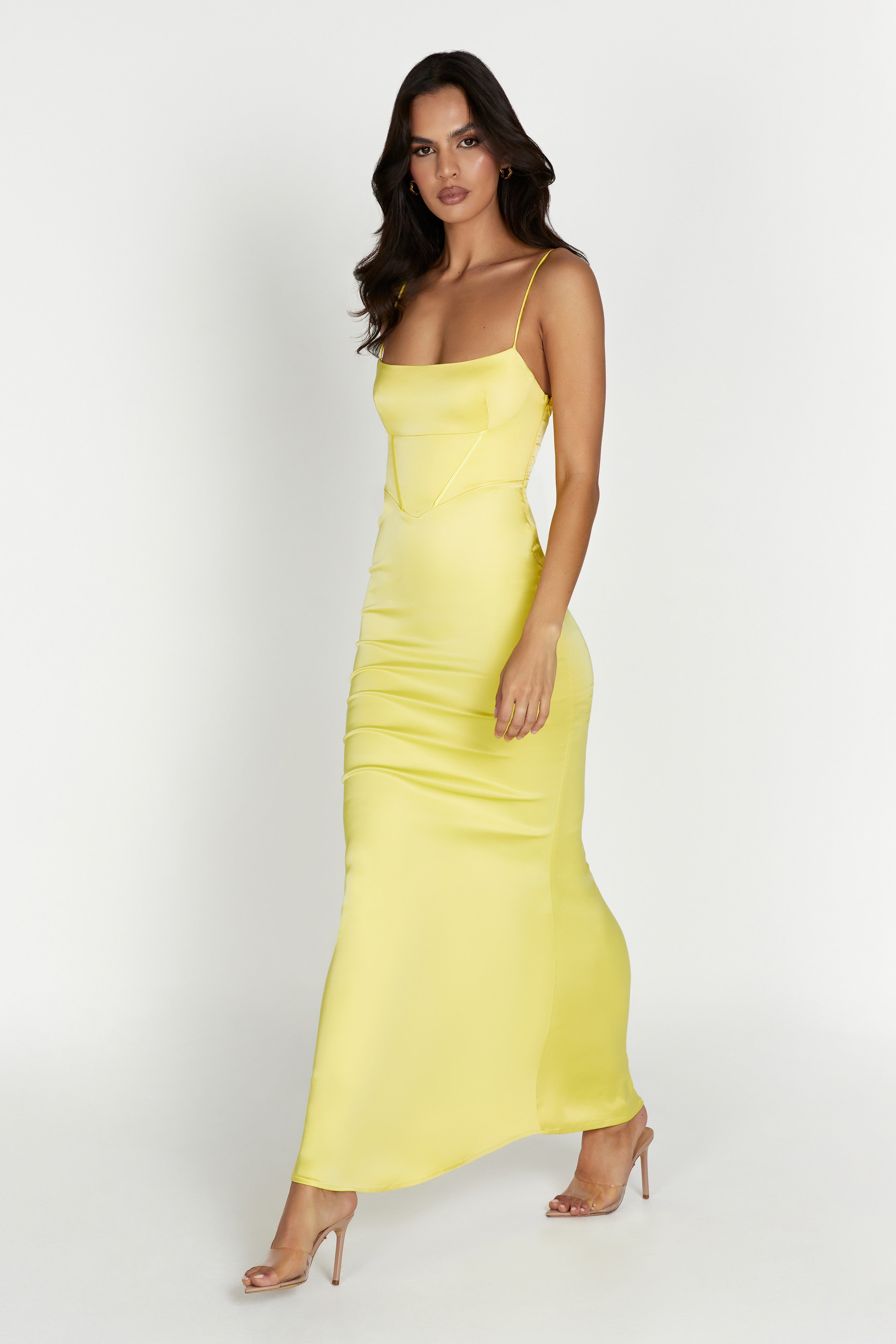 Desirie Corset Maxi Dress - Lemon
