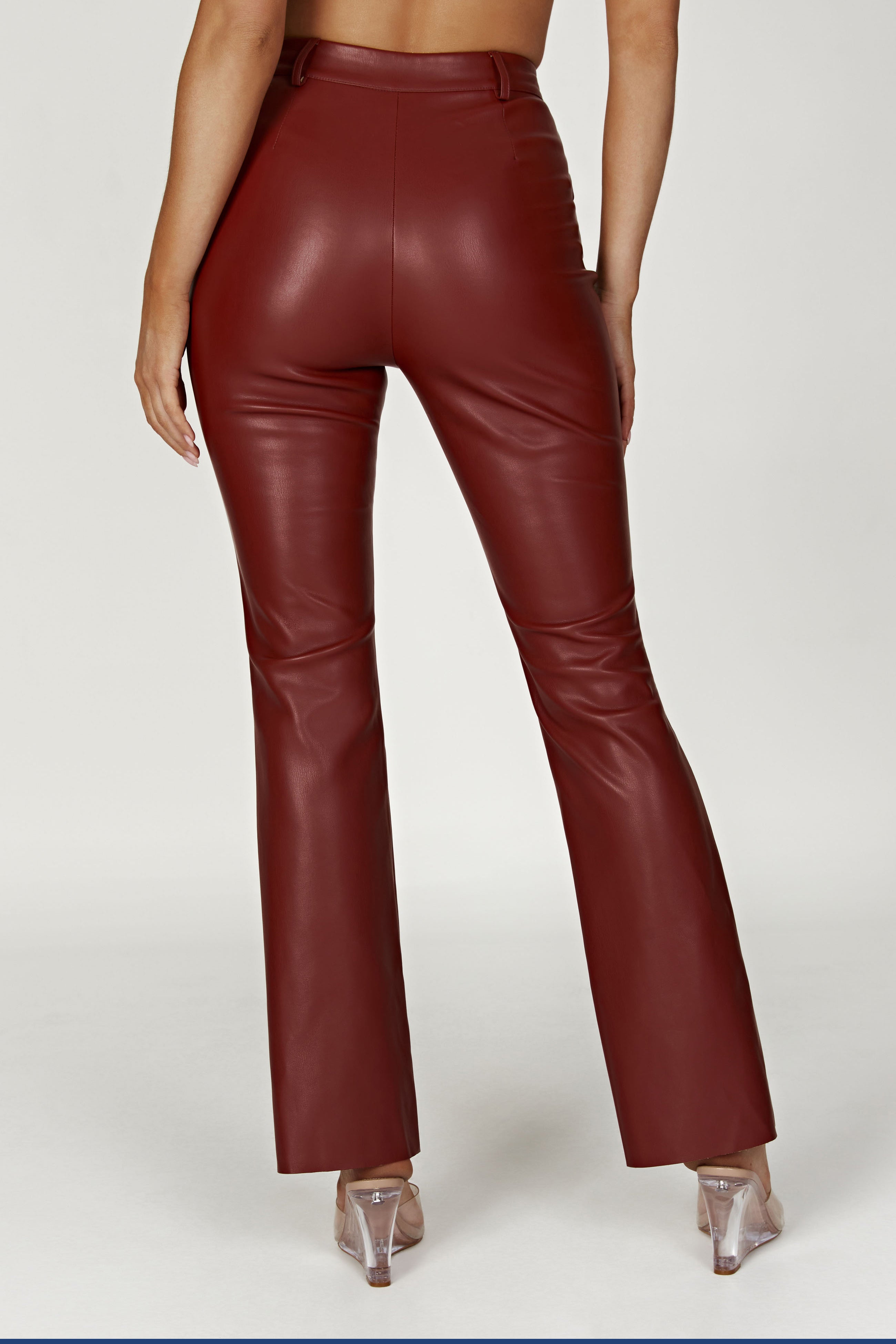 Tyra Straight Leg Faux Leather Pants - Cherry Chocolate
