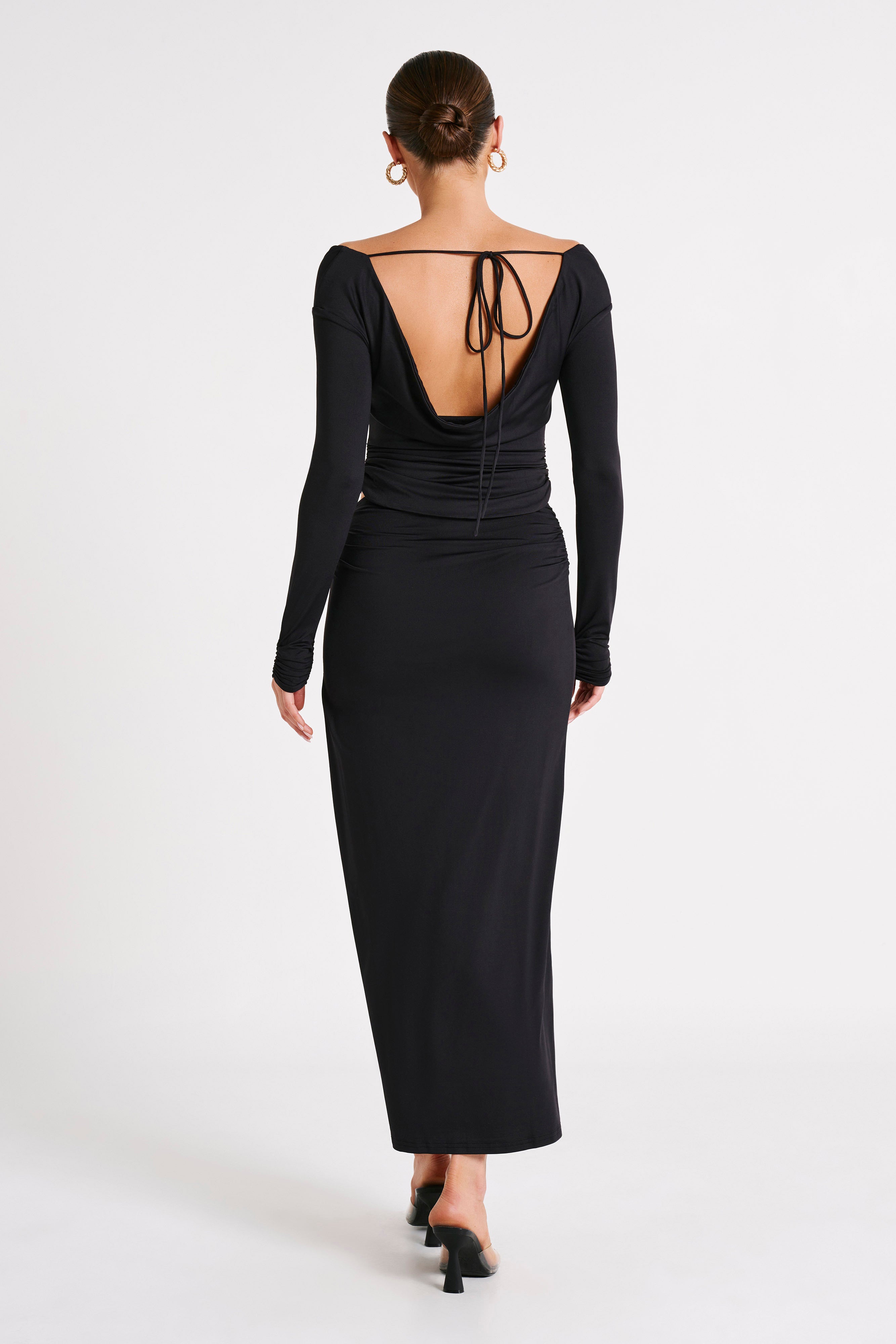 Emma Recycled Nylon Maxi Skirt - Black