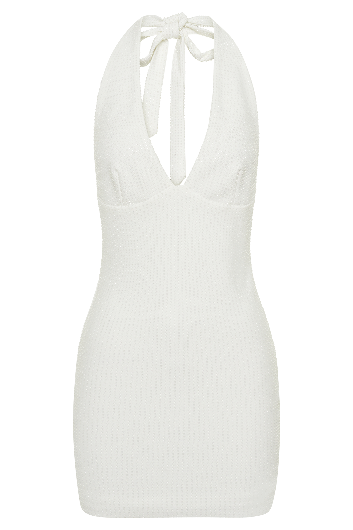 Seina Diamante Halter Mini Dress - White