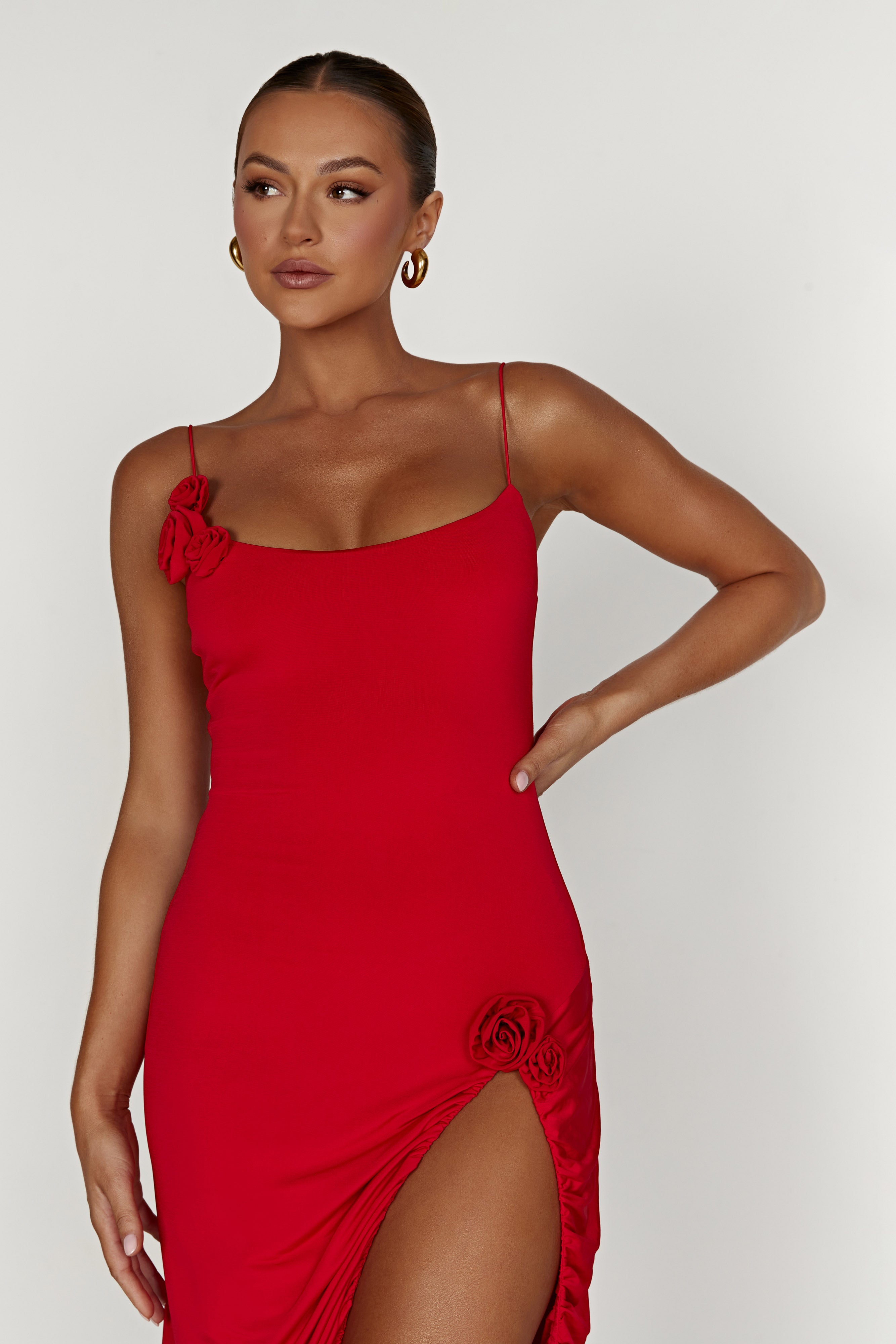Nevaeh Rose Midi Dress - Red