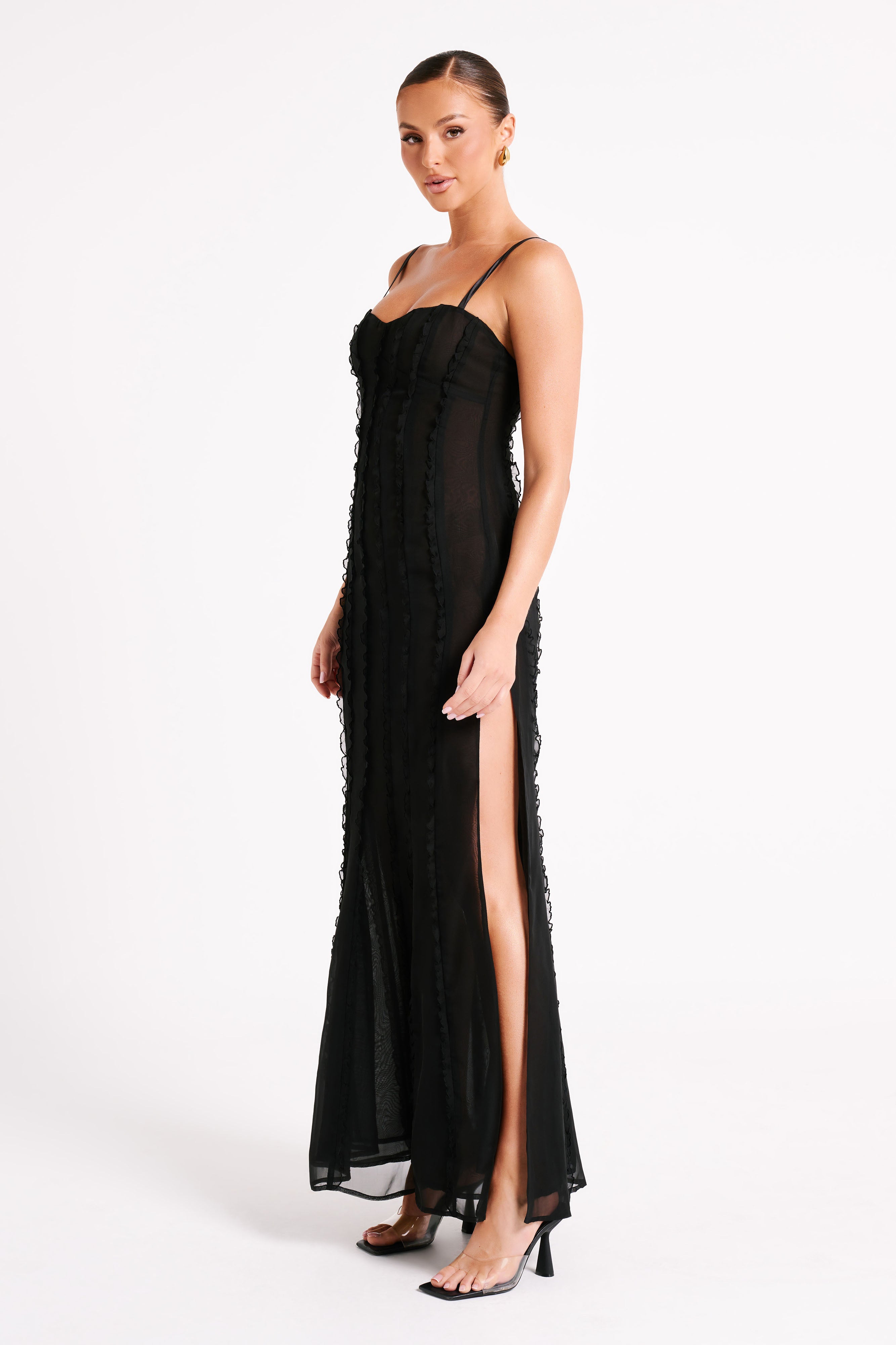 Jacinta Chiffon Maxi Dress - Black