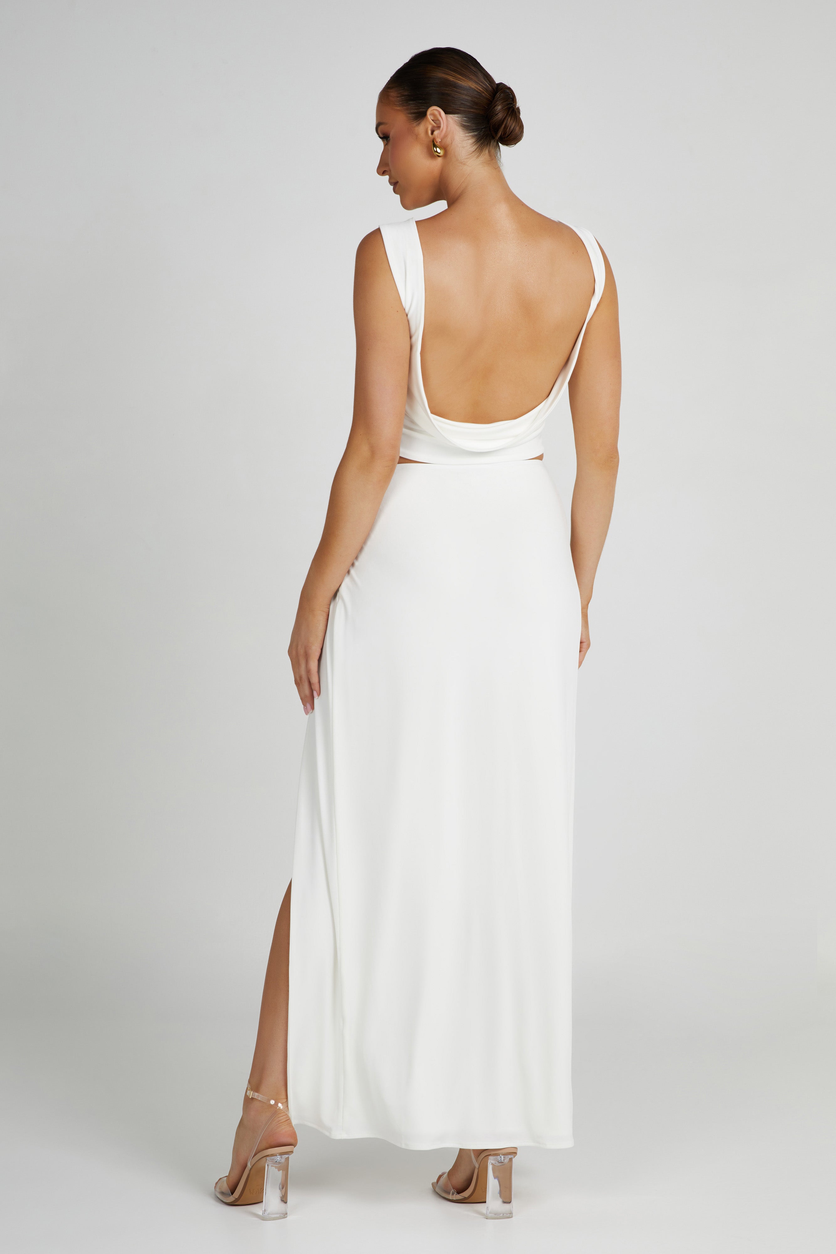 Suri Slinky Cowl Back Top - White