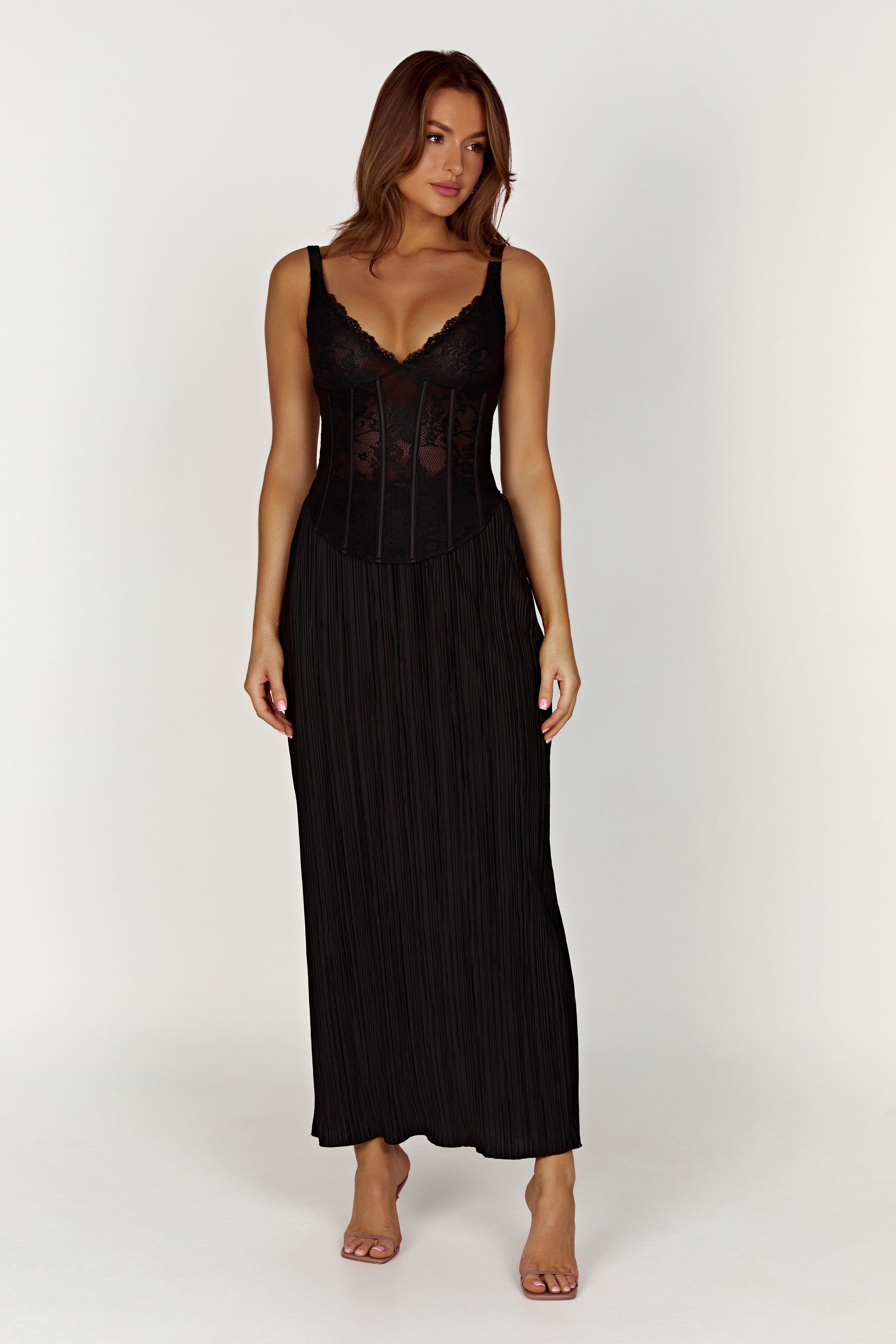 Elsie Plisse Maxi Skirt - Black