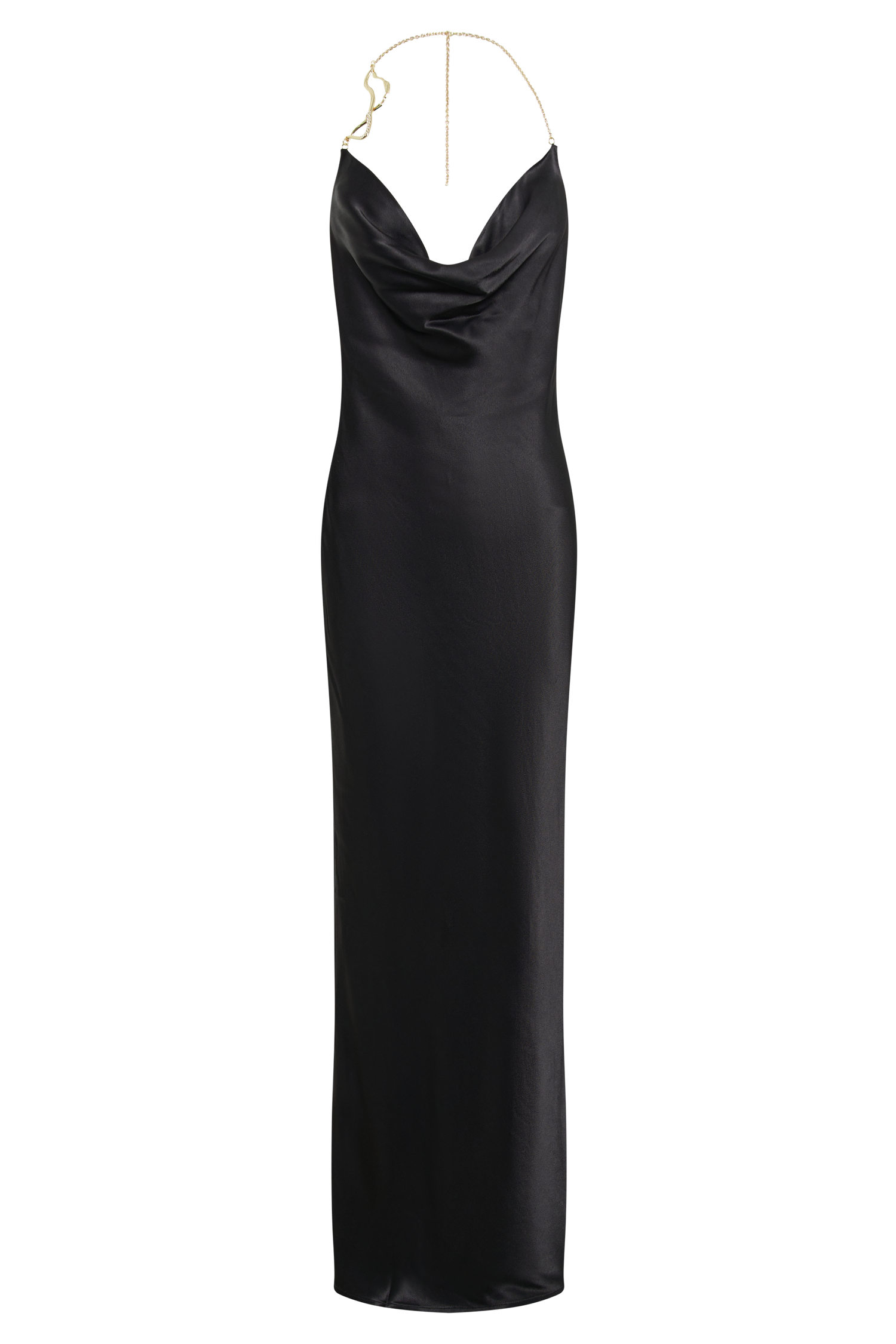 Melissa Satin Cowl Front Maxi Dress - Black
