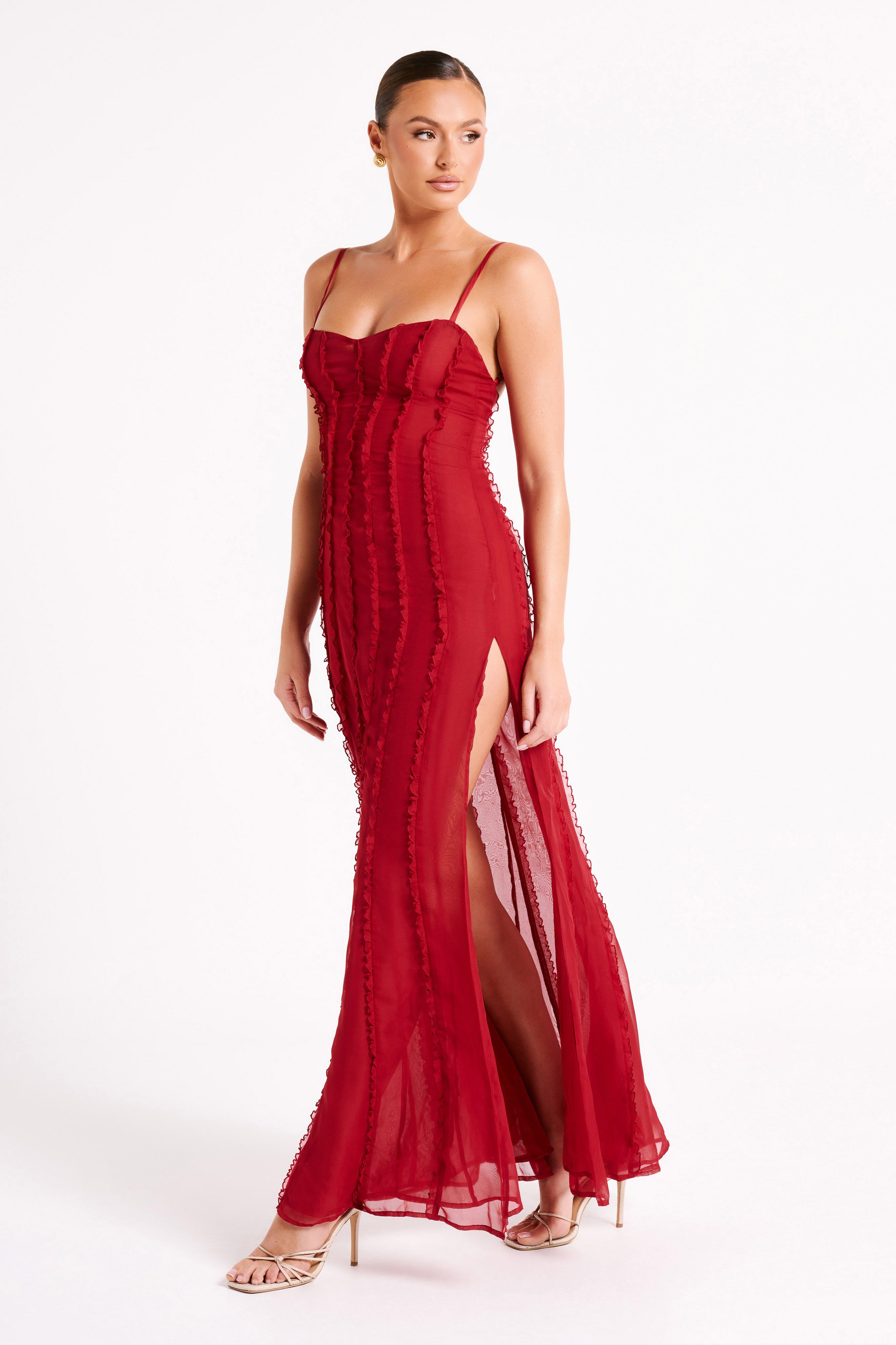 Jacinta Chiffon Maxi Dress - Vermilion Red