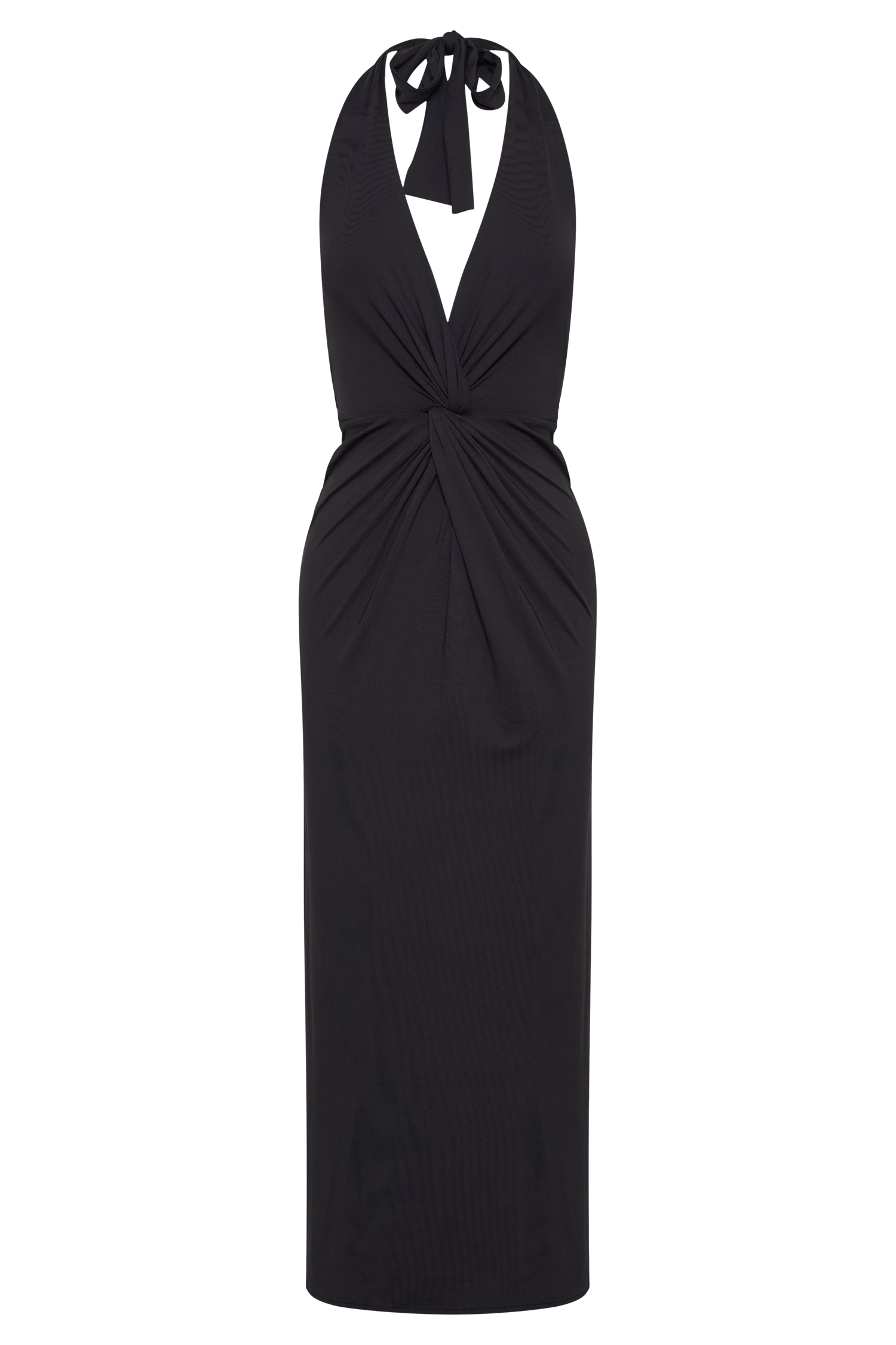 Osana Recycled Nylon Halter Midi Dress - Black