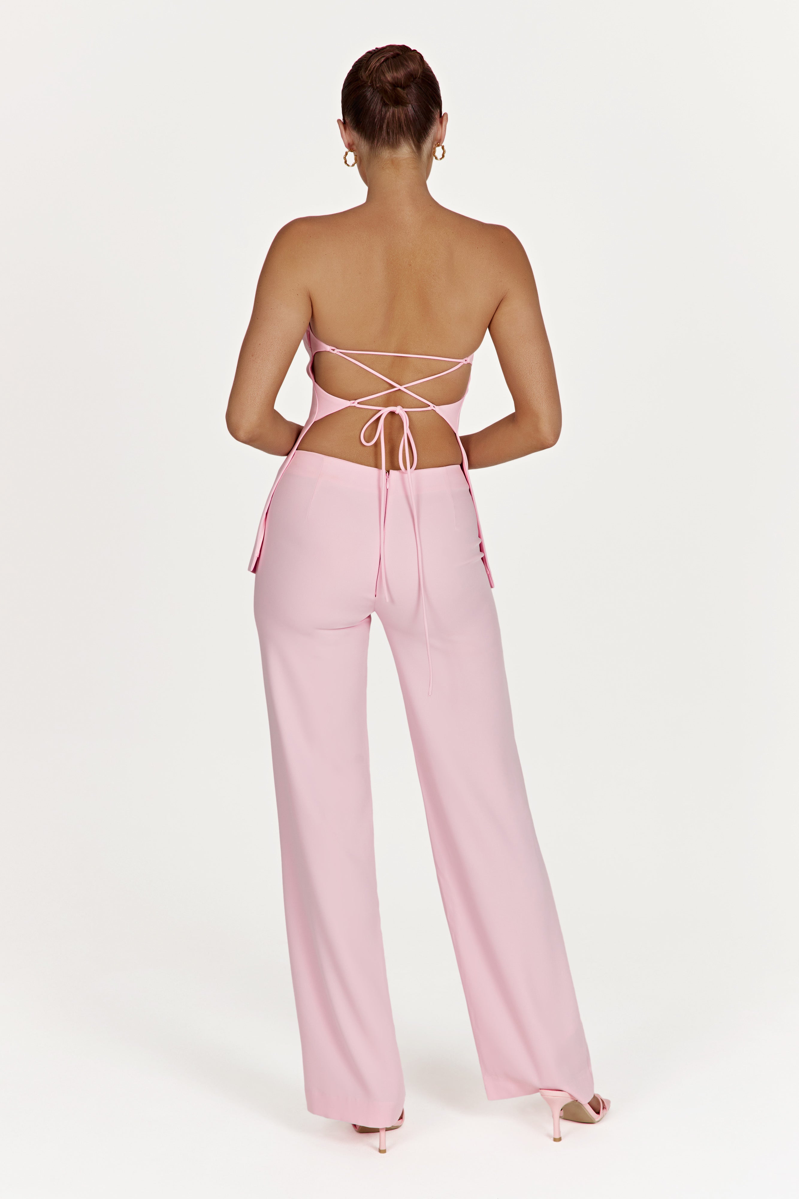 Astrid Strapless Back Tie Top - Blush Pink