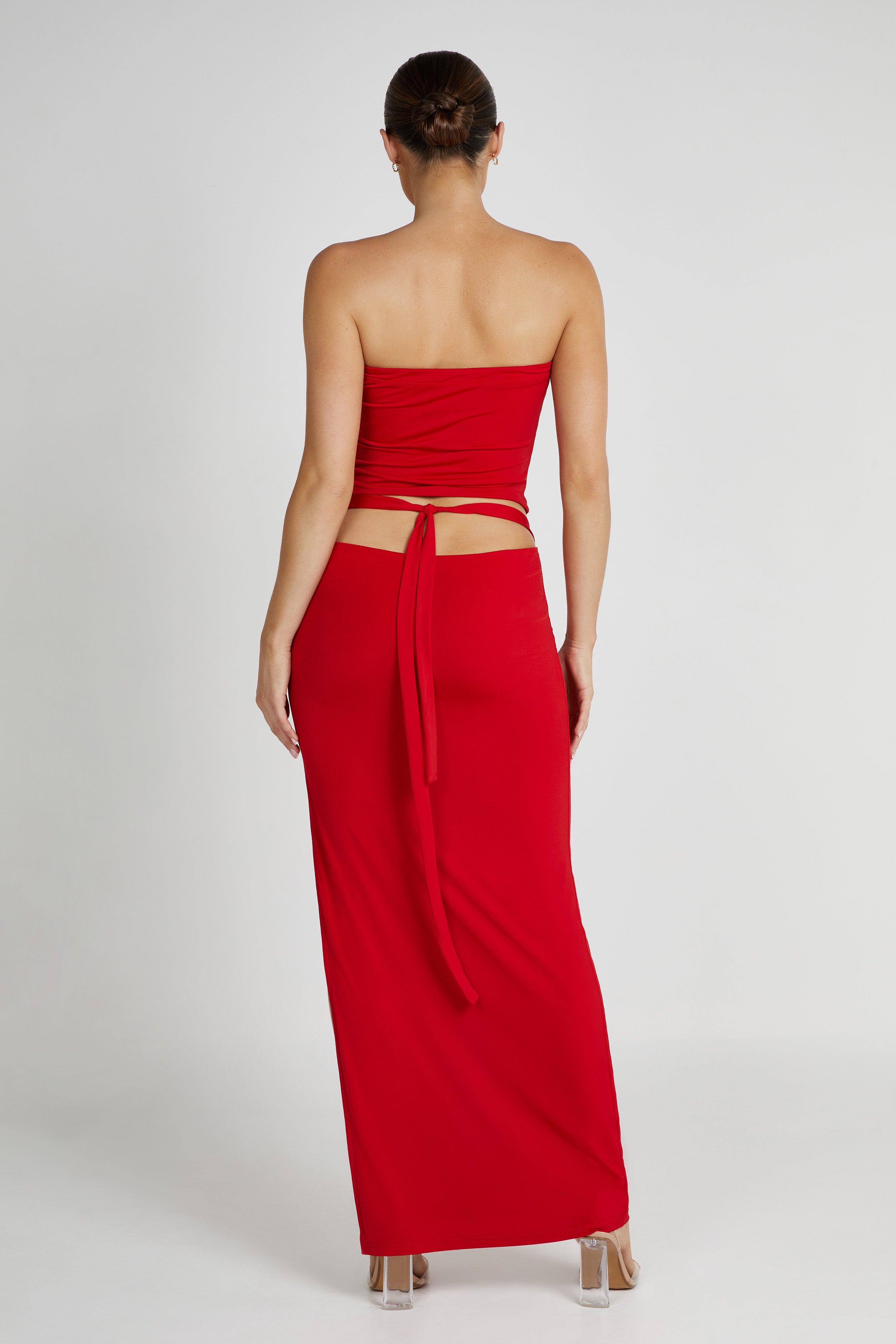 Megan Strapless Rose Top - Red